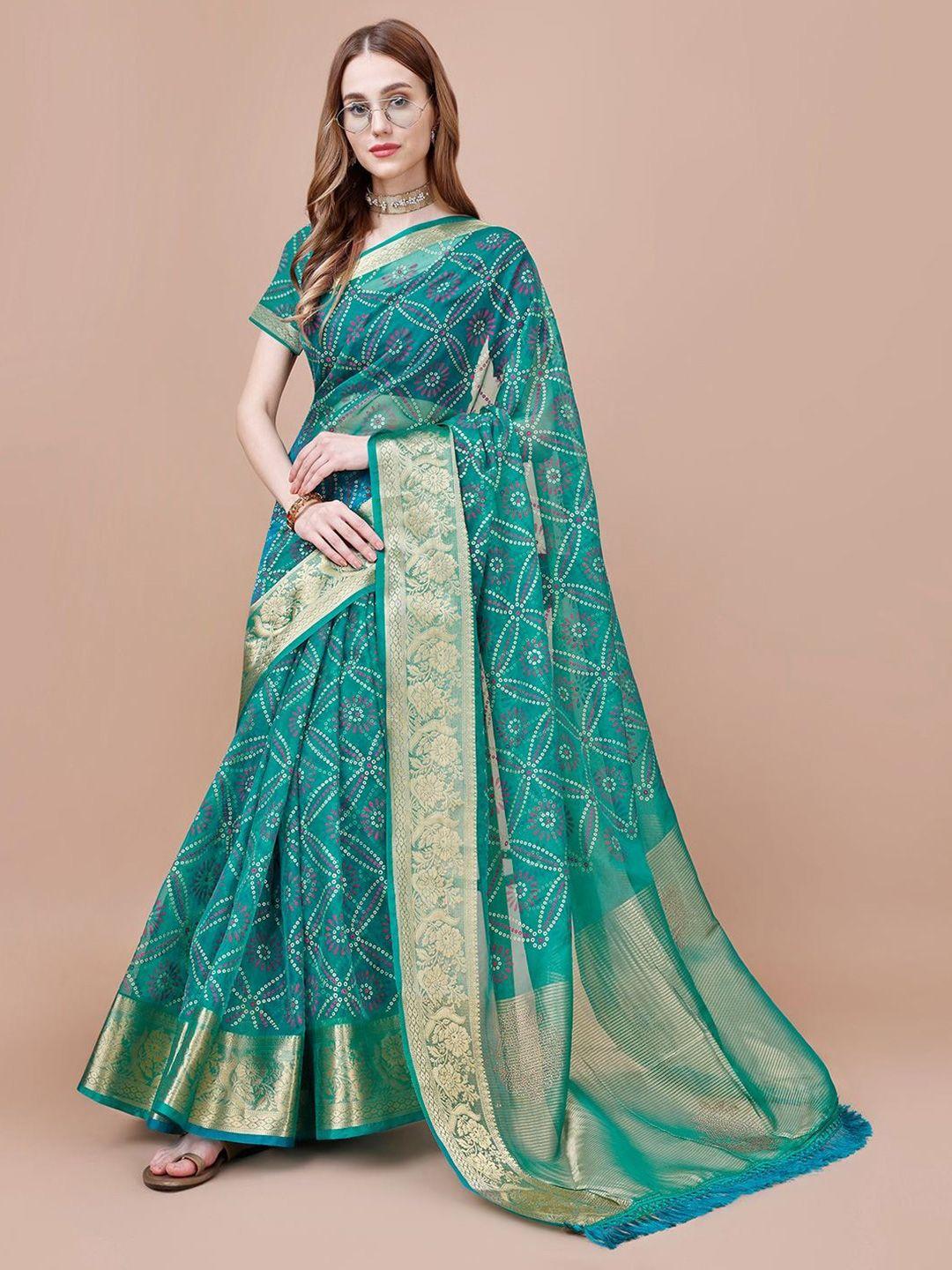 indian women floral printed organza saree