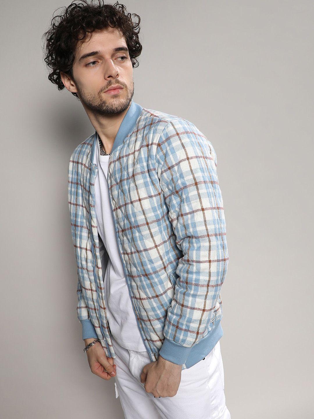 campus sutrablue checked windcheater bomber jacket