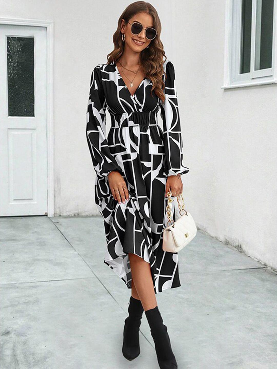 stylecast black & white print fit & flare midi dress