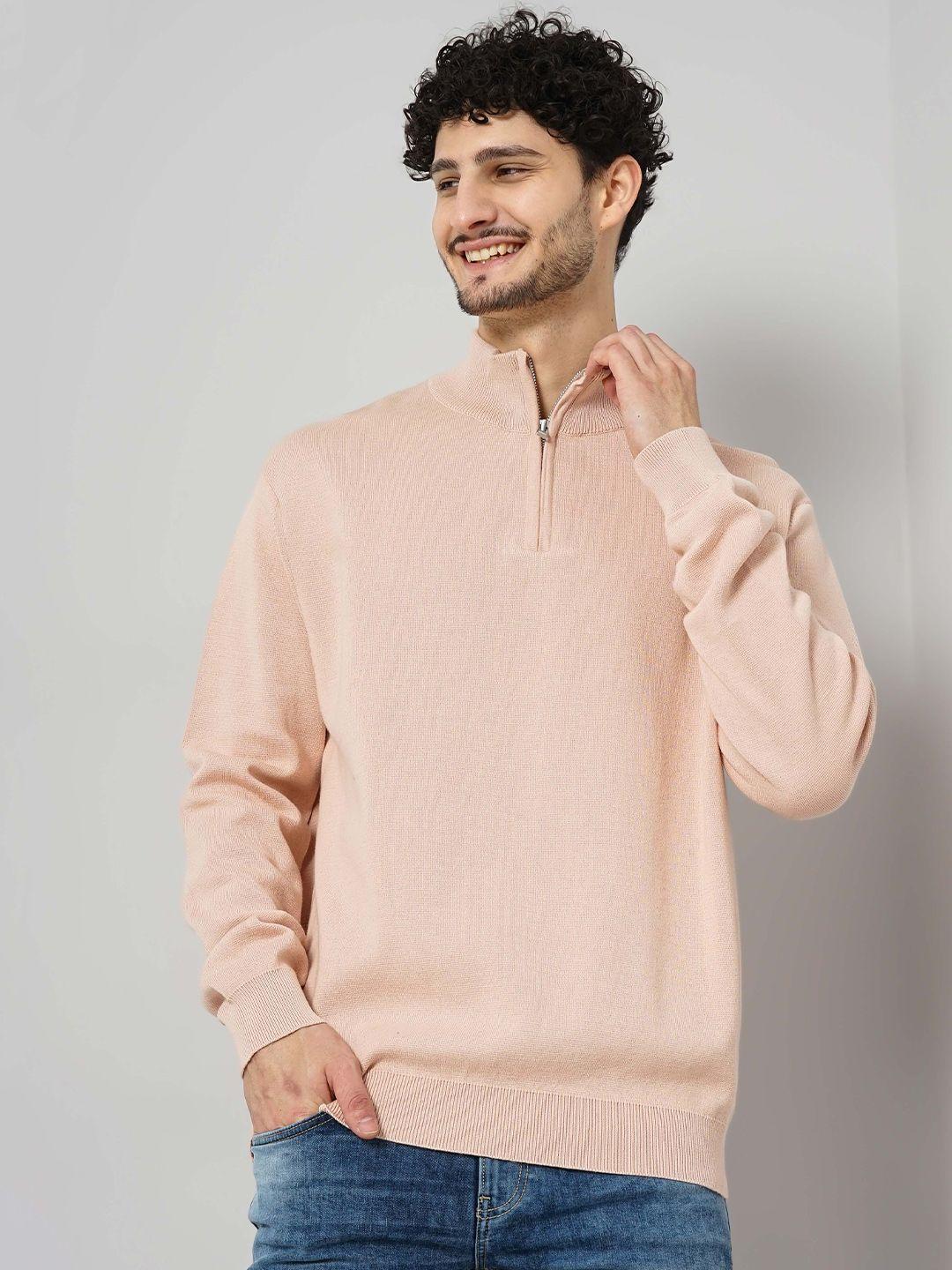 celio mock collar pullover cotton sweater