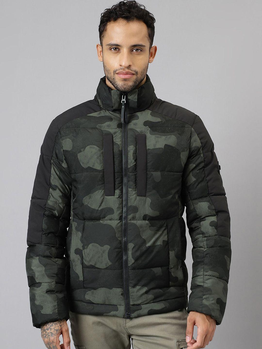 woodland camouflage printed hooded padded jacket