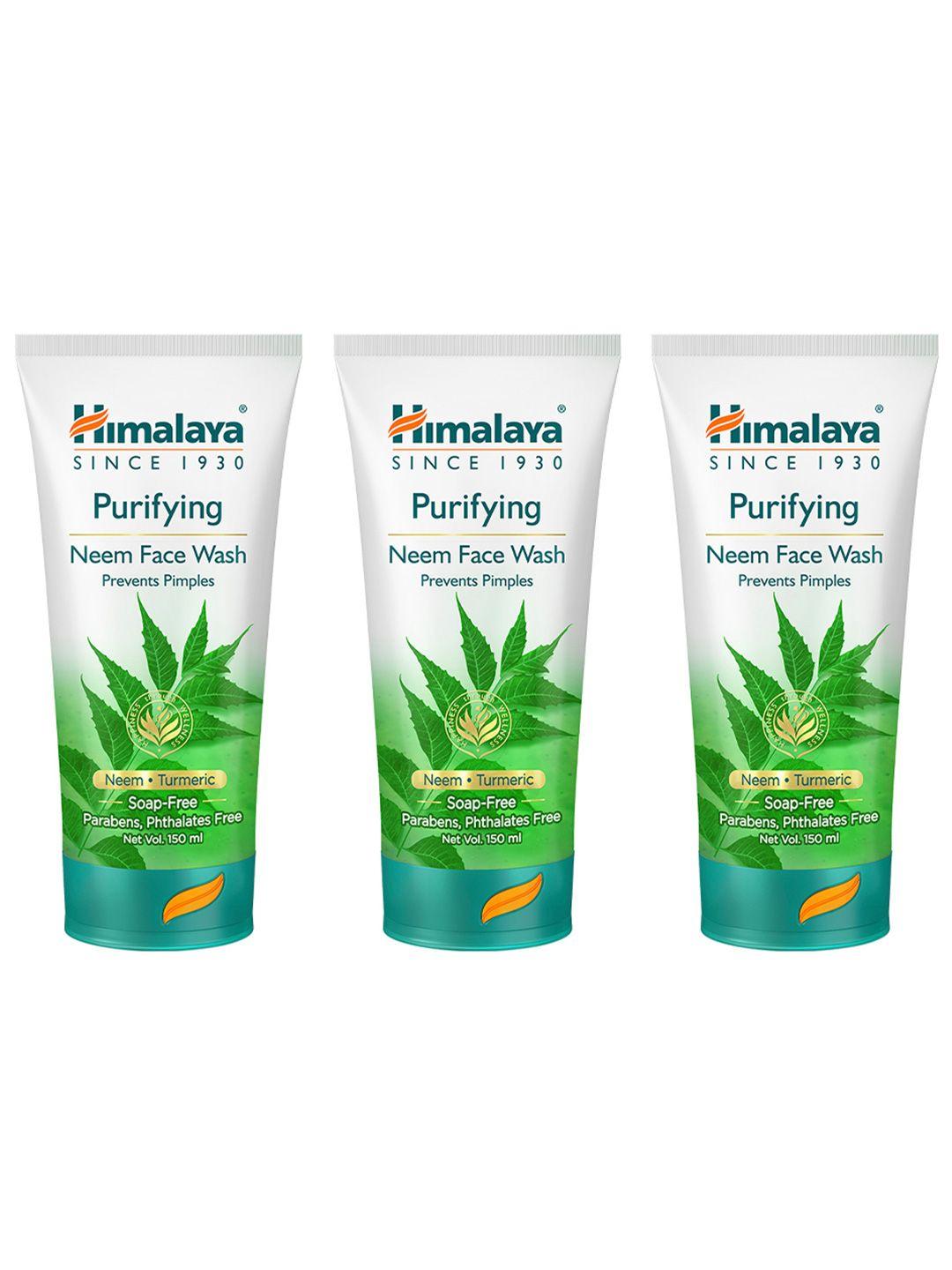 himalaya set of 3 purifying neem face wash with neem & turmeric - 150ml each