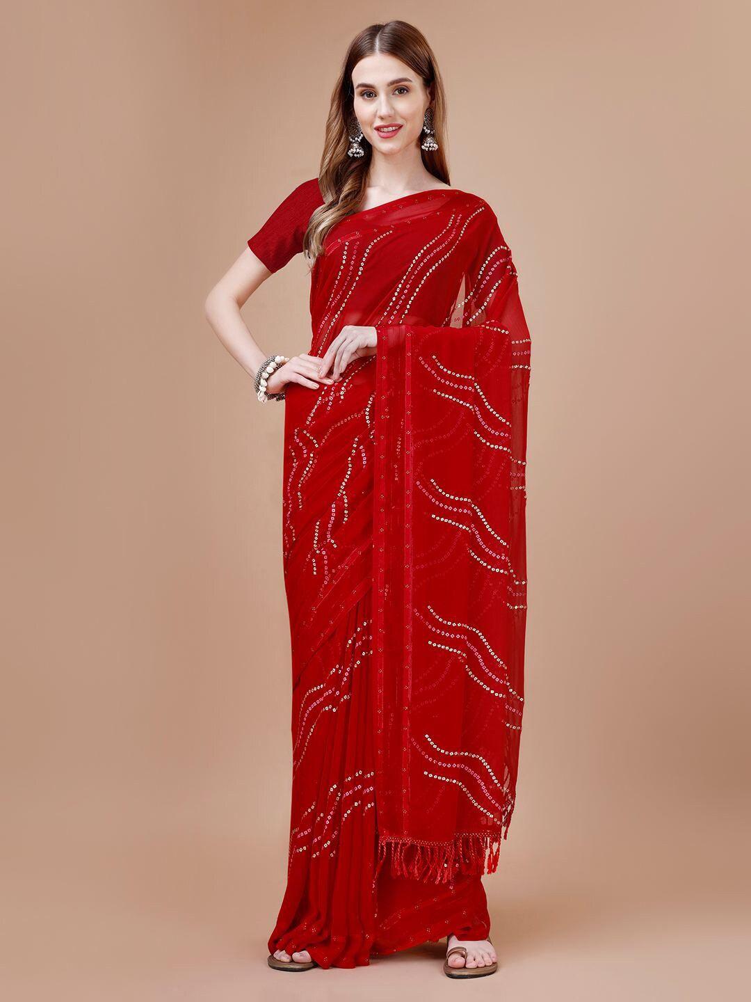 mitera maroon geometric printed pure chiffon saree