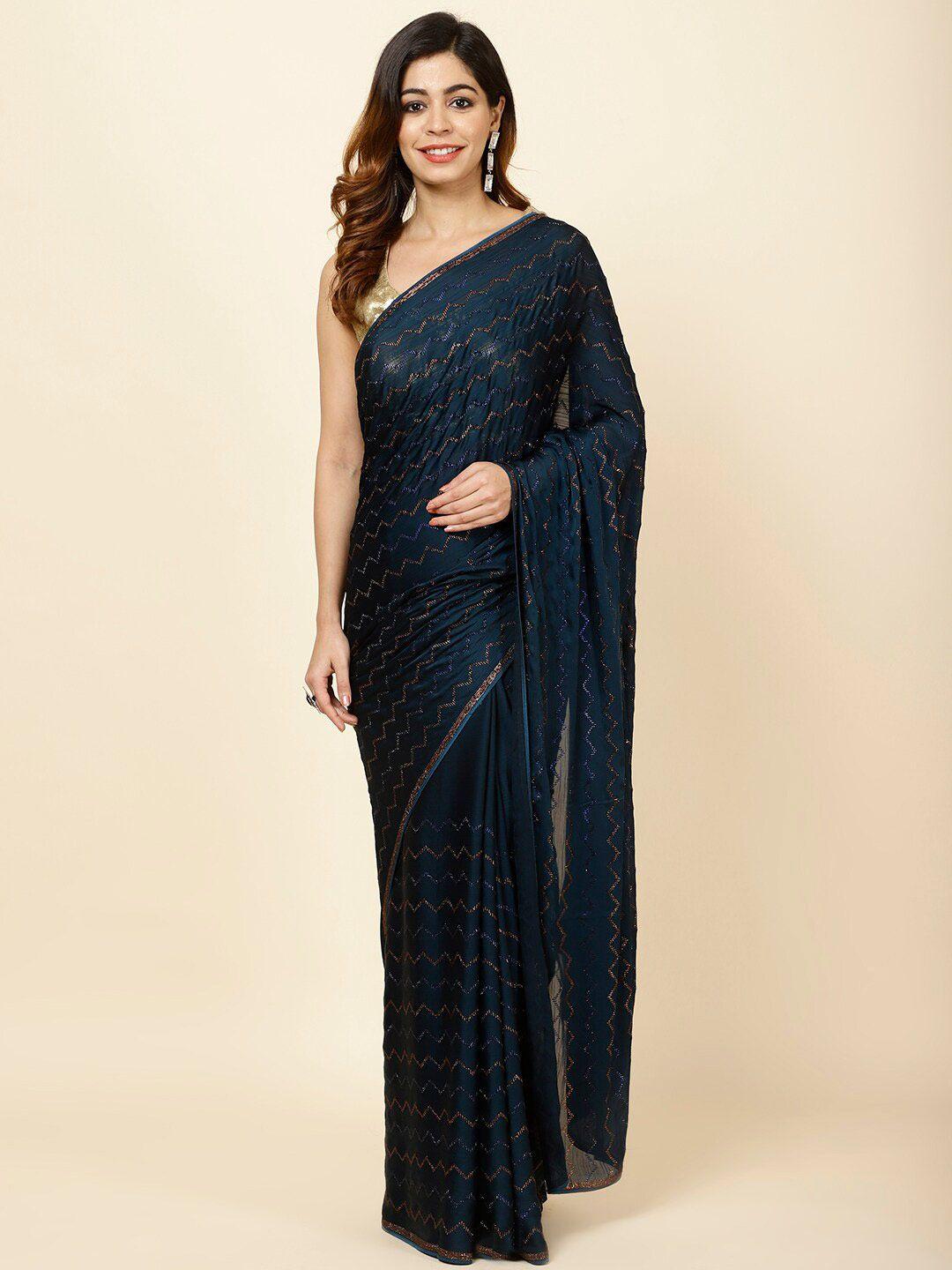 meena bazaar embellished art silk saree