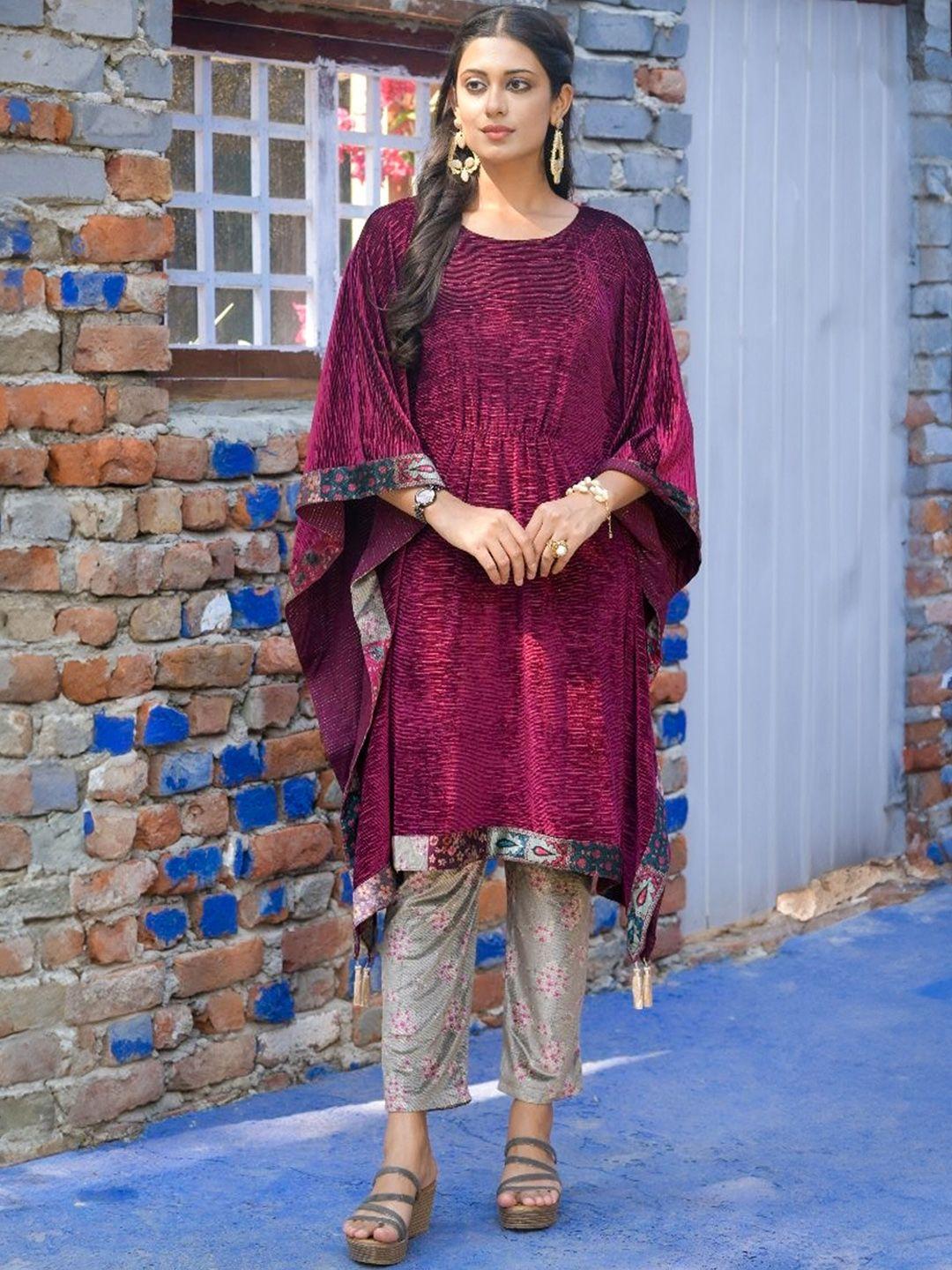 idhu kimono sleeve kaftan kurta with trousers