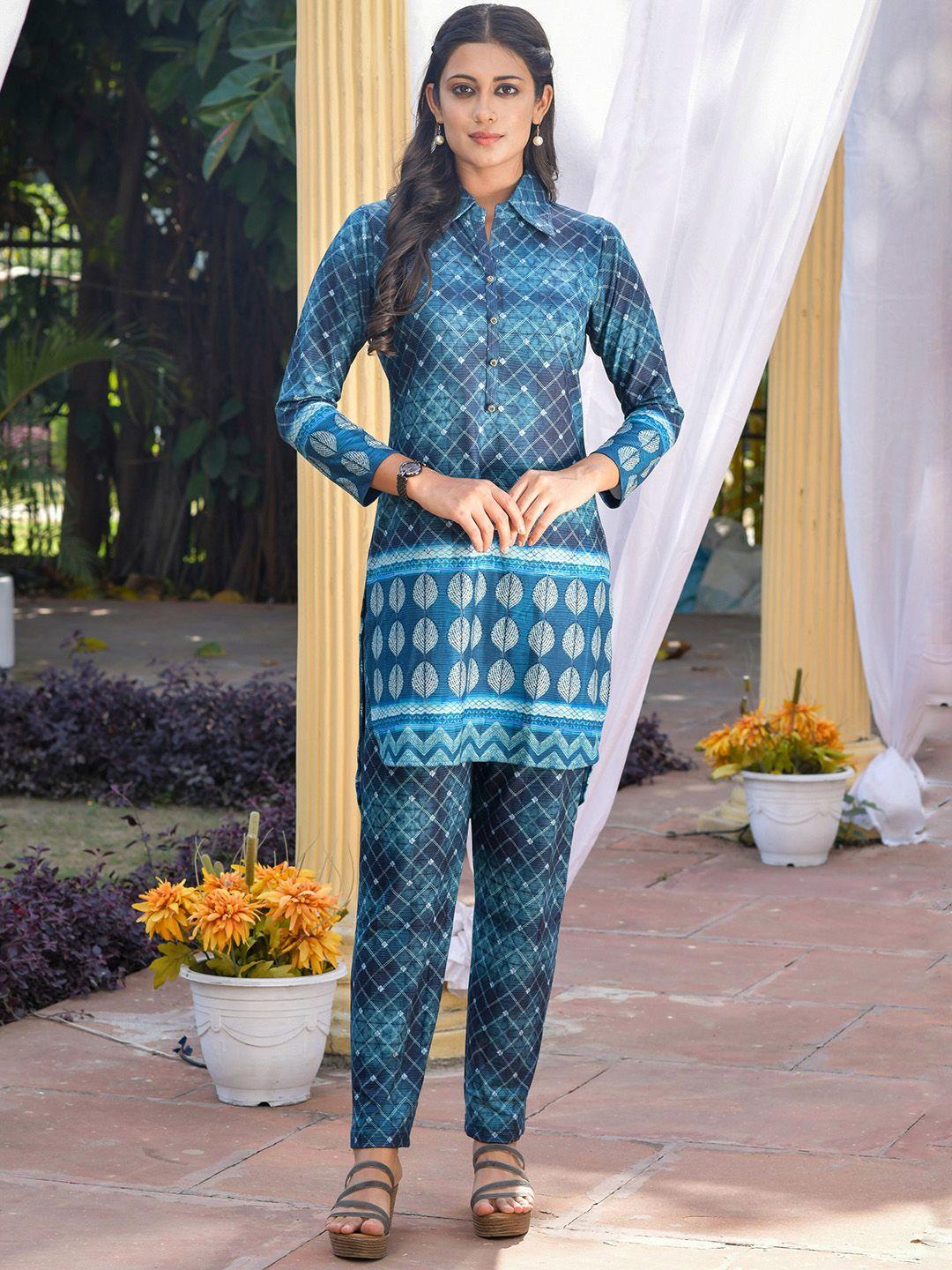 idhu geometric printed kurta with trousers