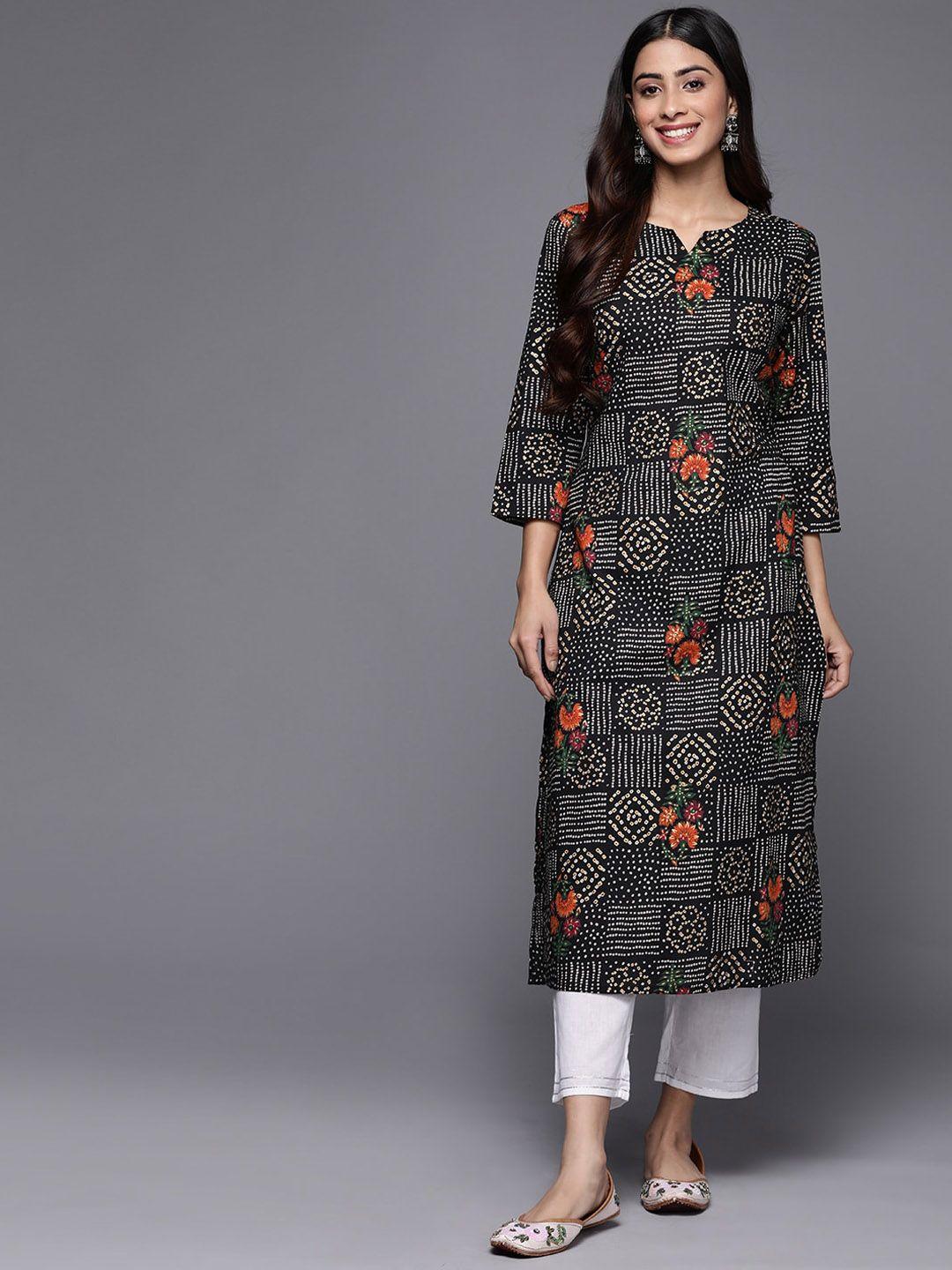 kalini geometric printed pure cotton straight kurta