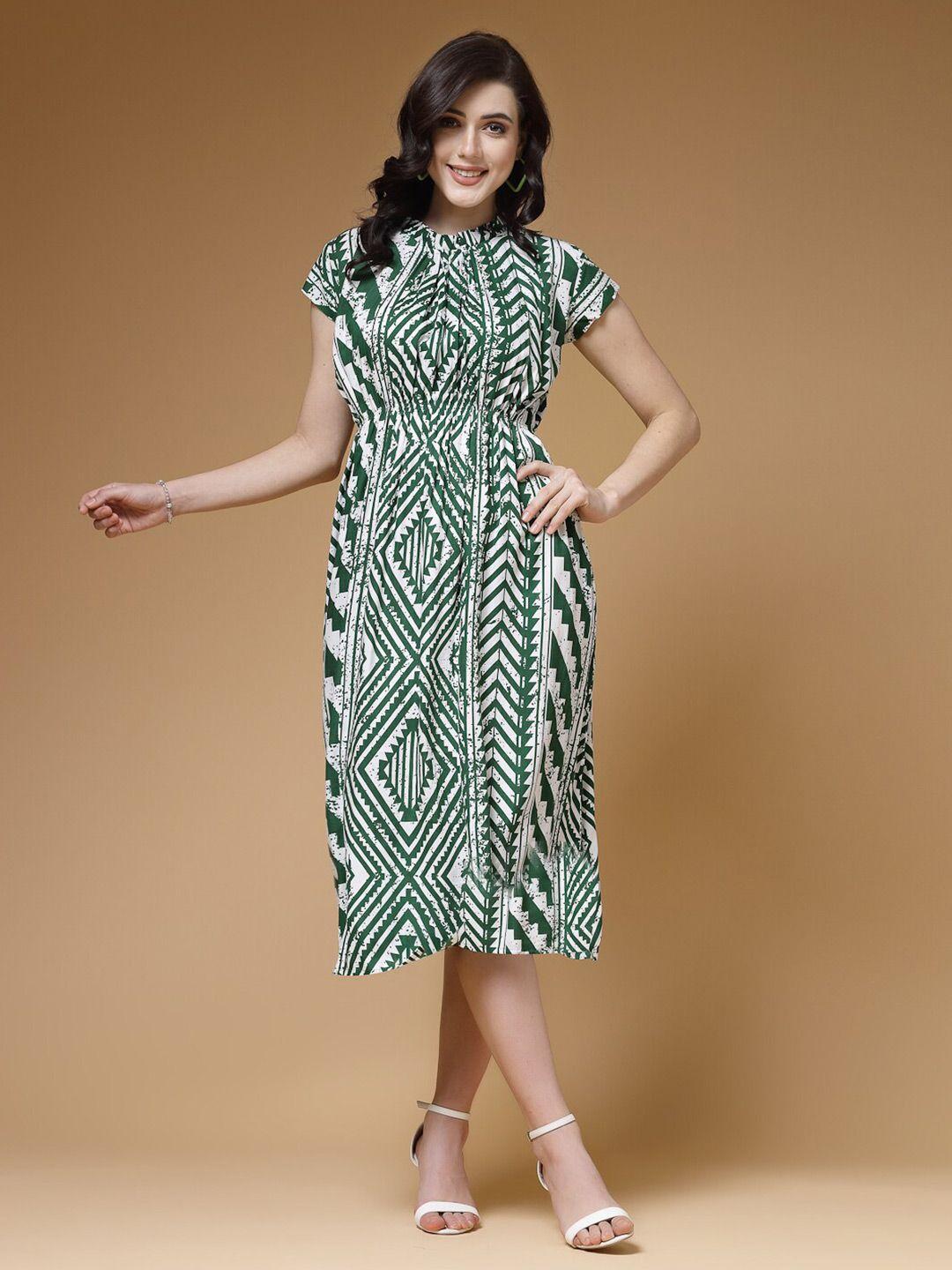 indibelle geometric printed a-line midi dress