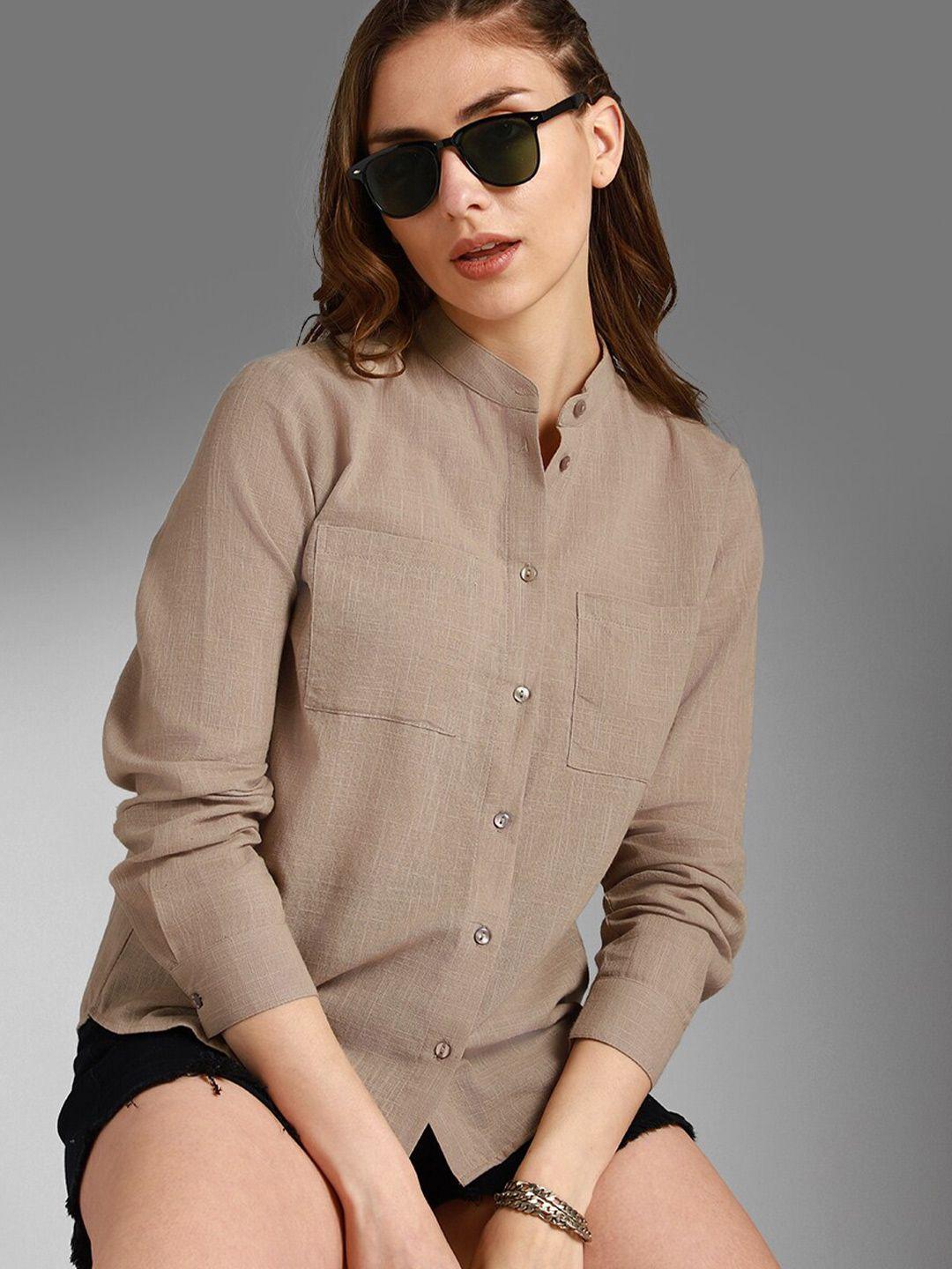 high star classic mandarin collar long sleeves cotton casual shirt