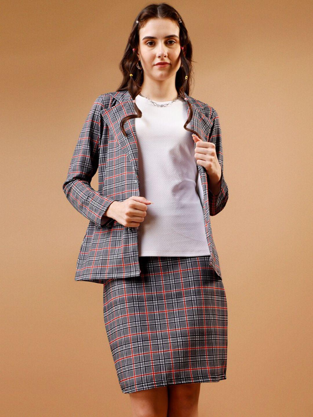 westhood top with checked blazer & mini skirt