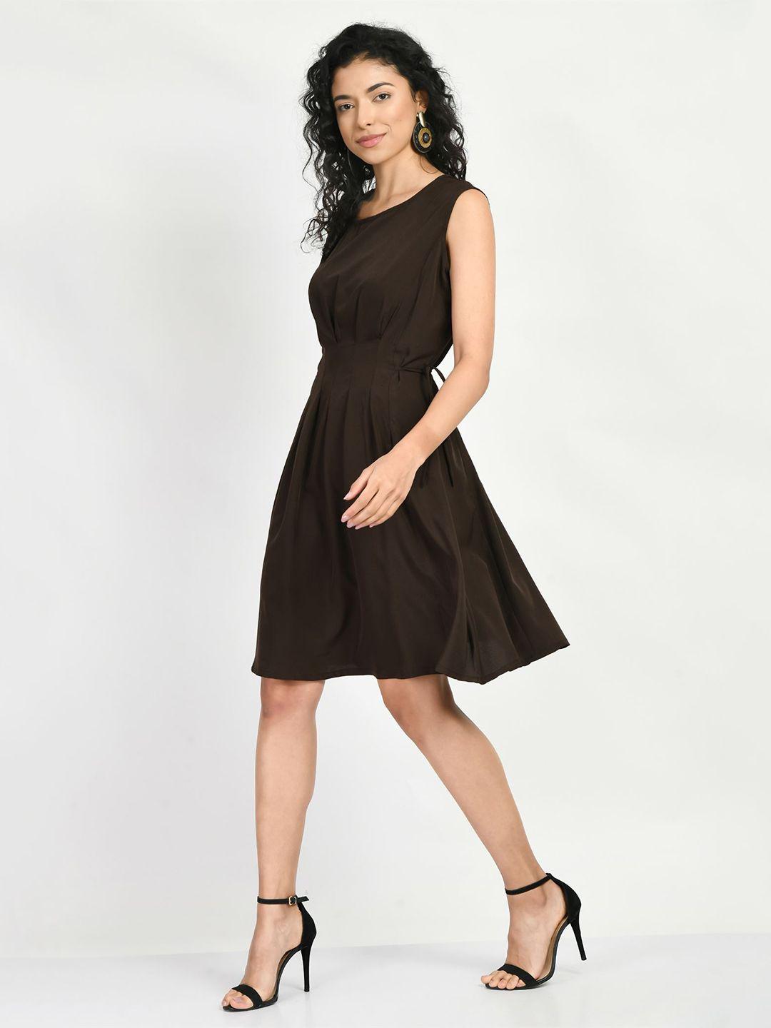 dressberry coffee brown sleeveless a-line dress