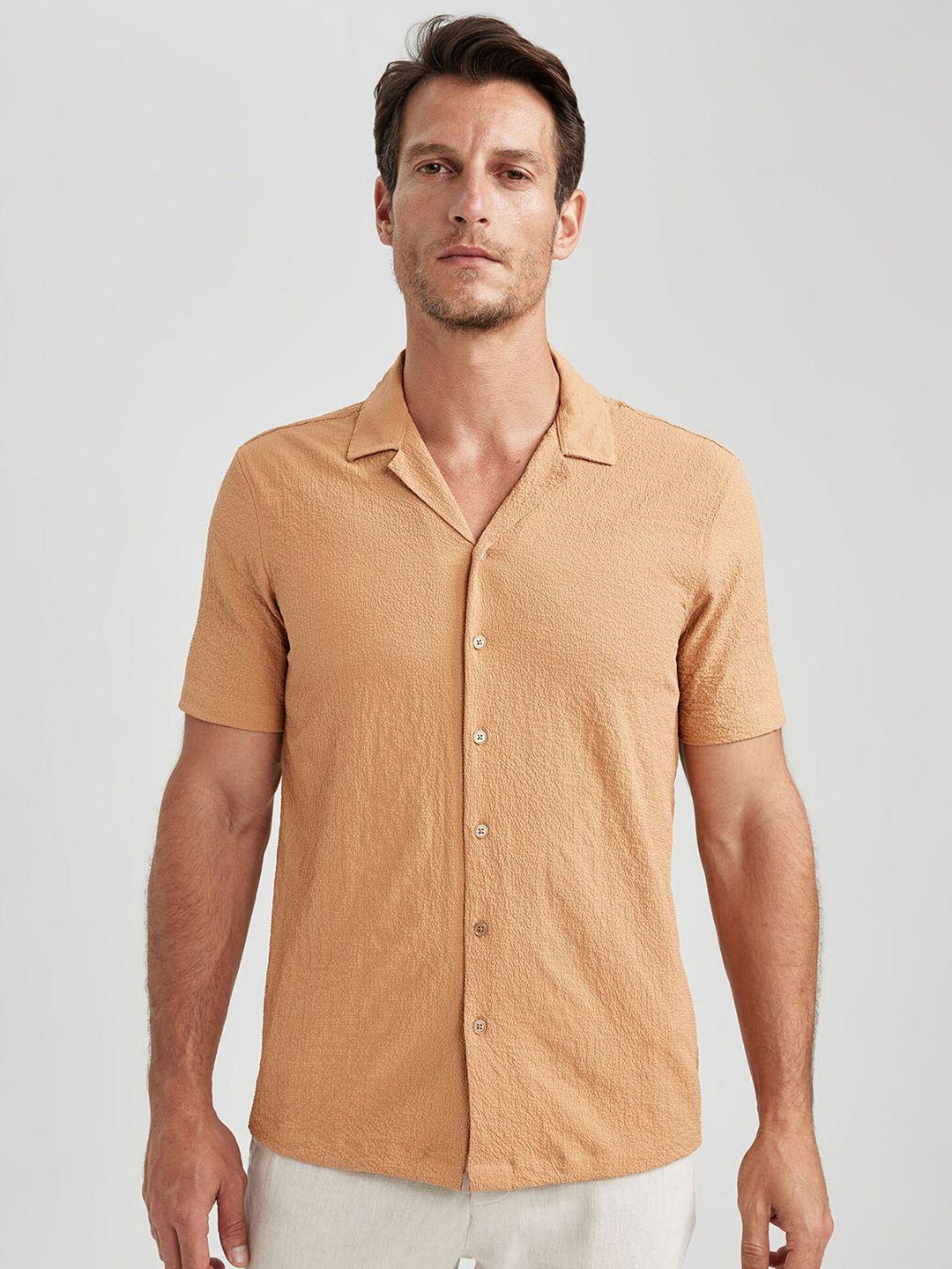 defacto self design cuban collar casual shirt