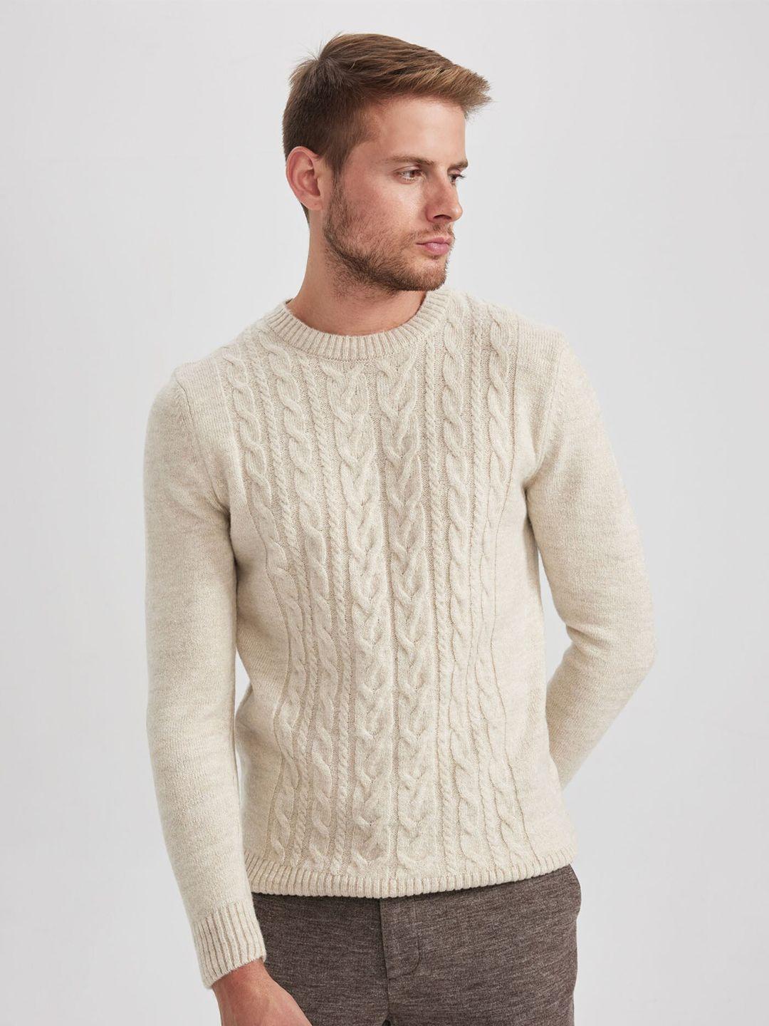 defacto cable knit self design acrylic pullover