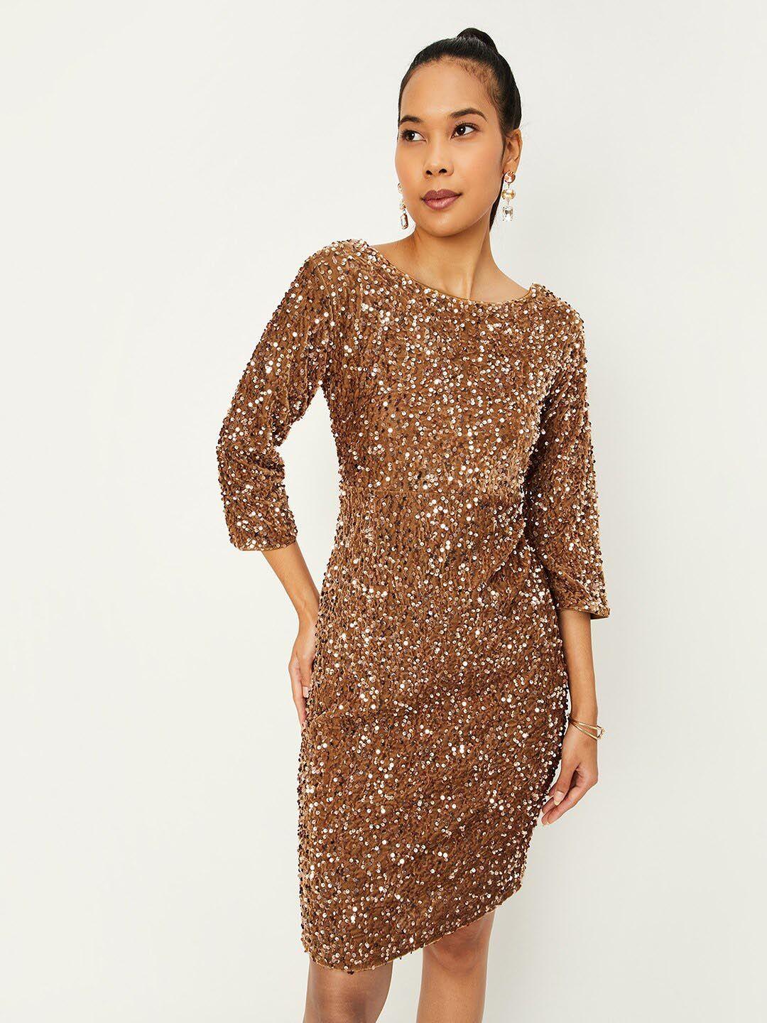 max embellished sequinned sheath dress