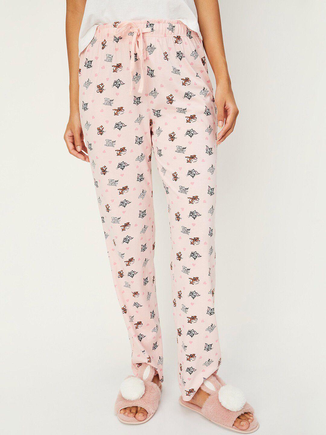 max mid-rise tom & jerry printed pure cotton lounge pant