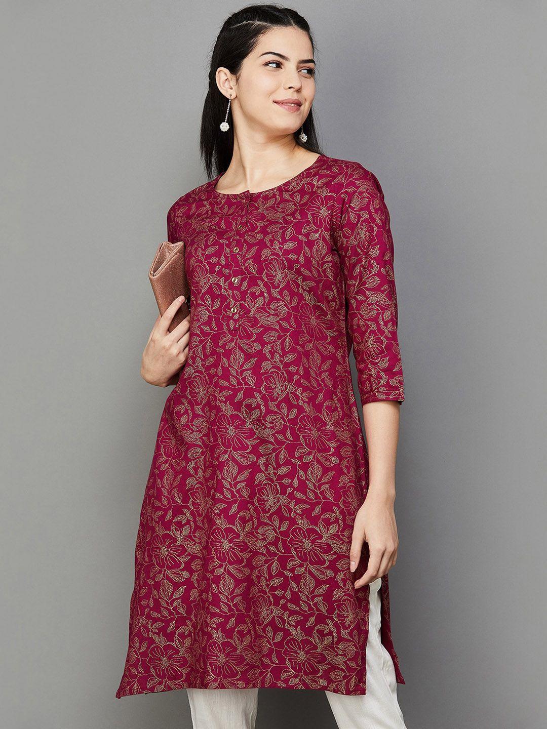 melange by lifestyle floral printed straight kurta