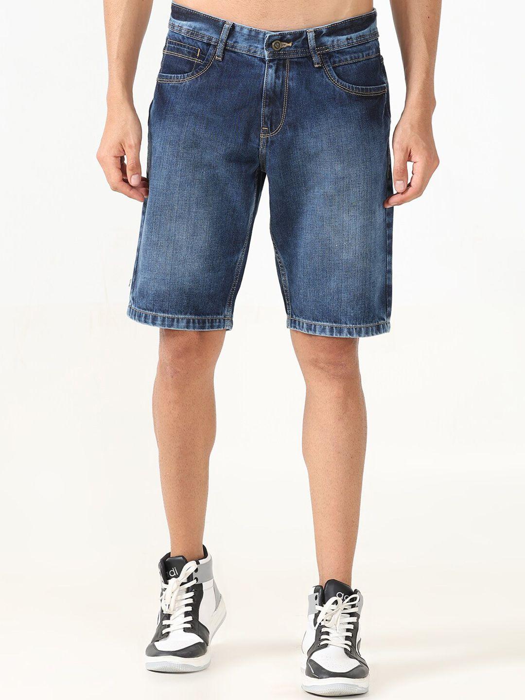 jean cafe men mid rise slim fit cotton denim shorts