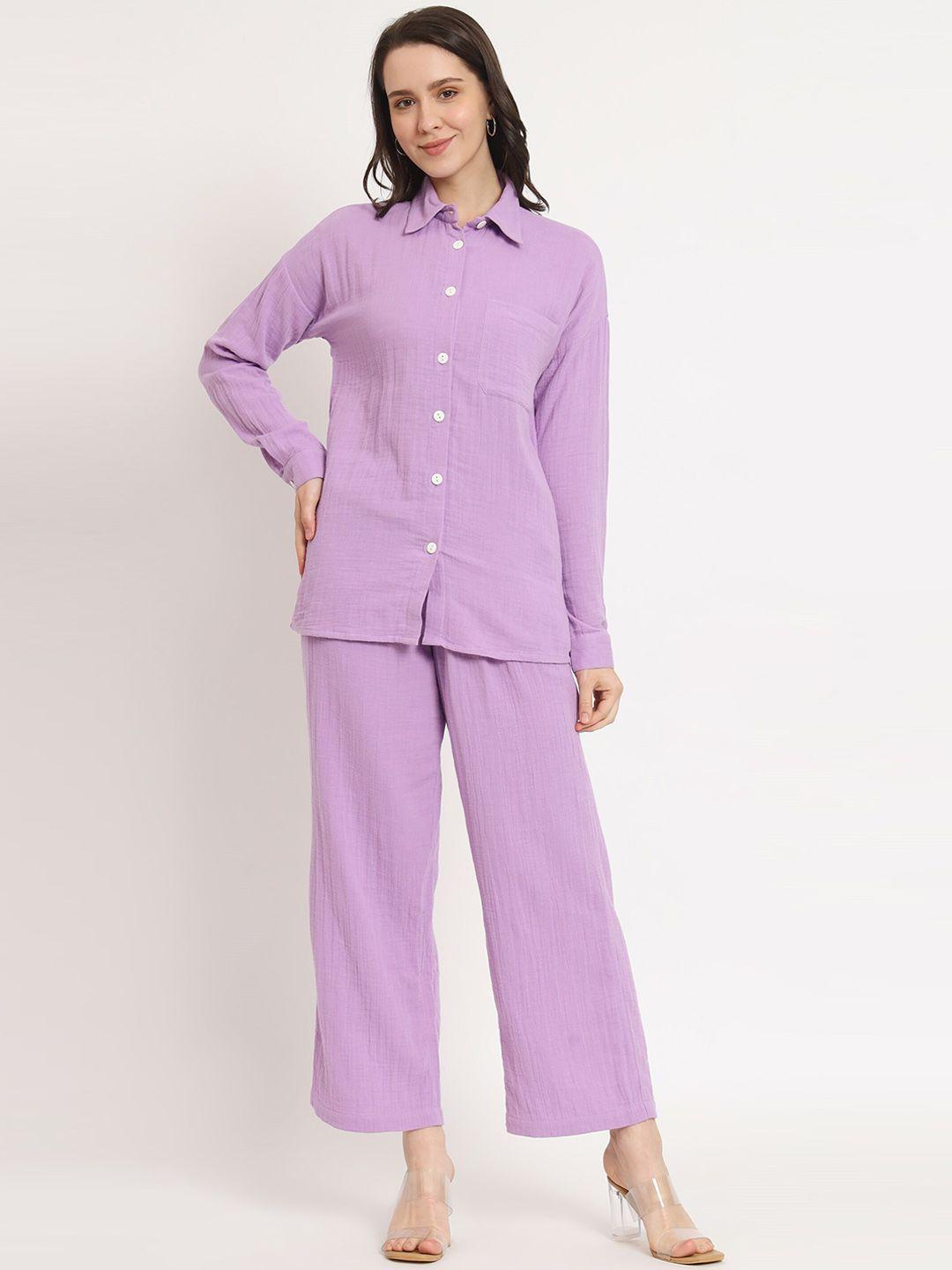 nuevosdamas pure cotton shirt with trouser co-ords