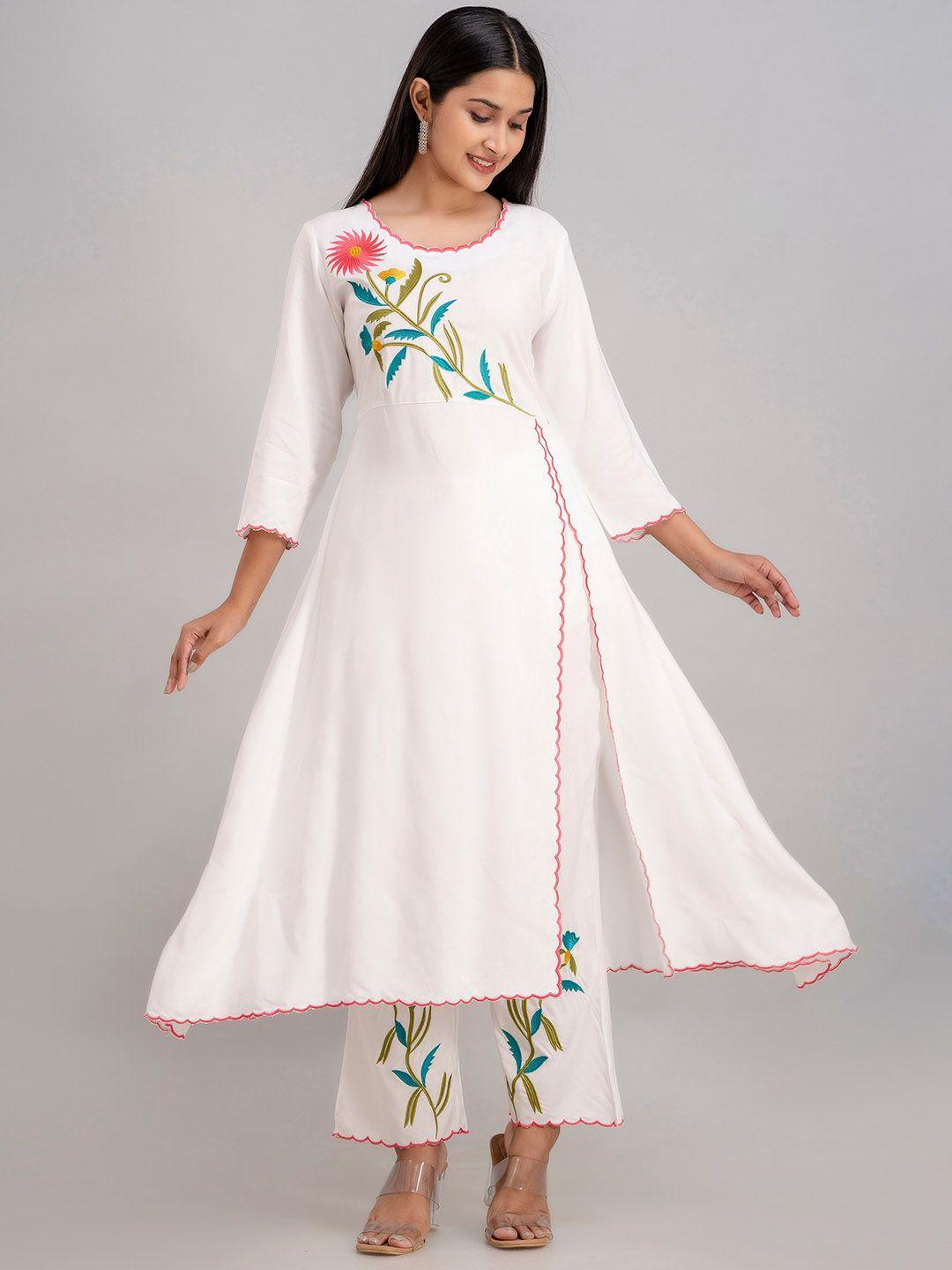 charu floral embroidered a-line kurta with trousers