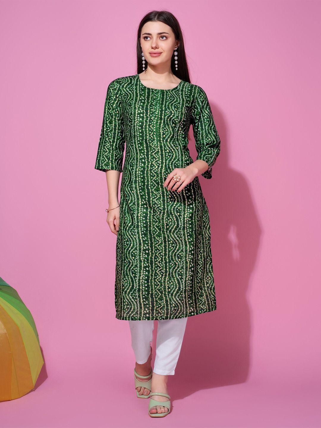 soan bandhani printed pure cotton straight kurta