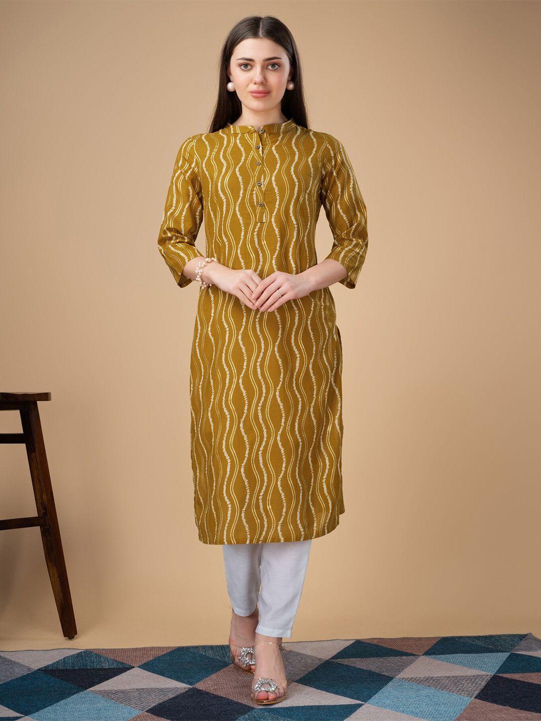 soan abstract printed band collar straight kurta