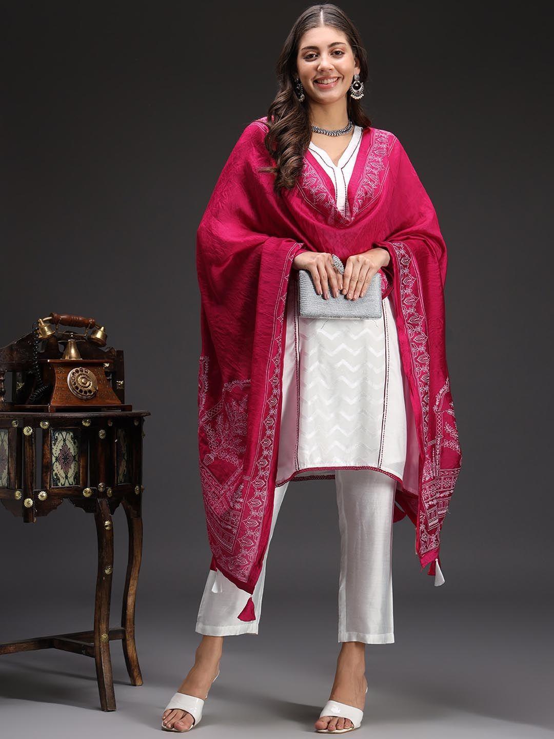 heeposh self design regular kurta with trousers & dupatta