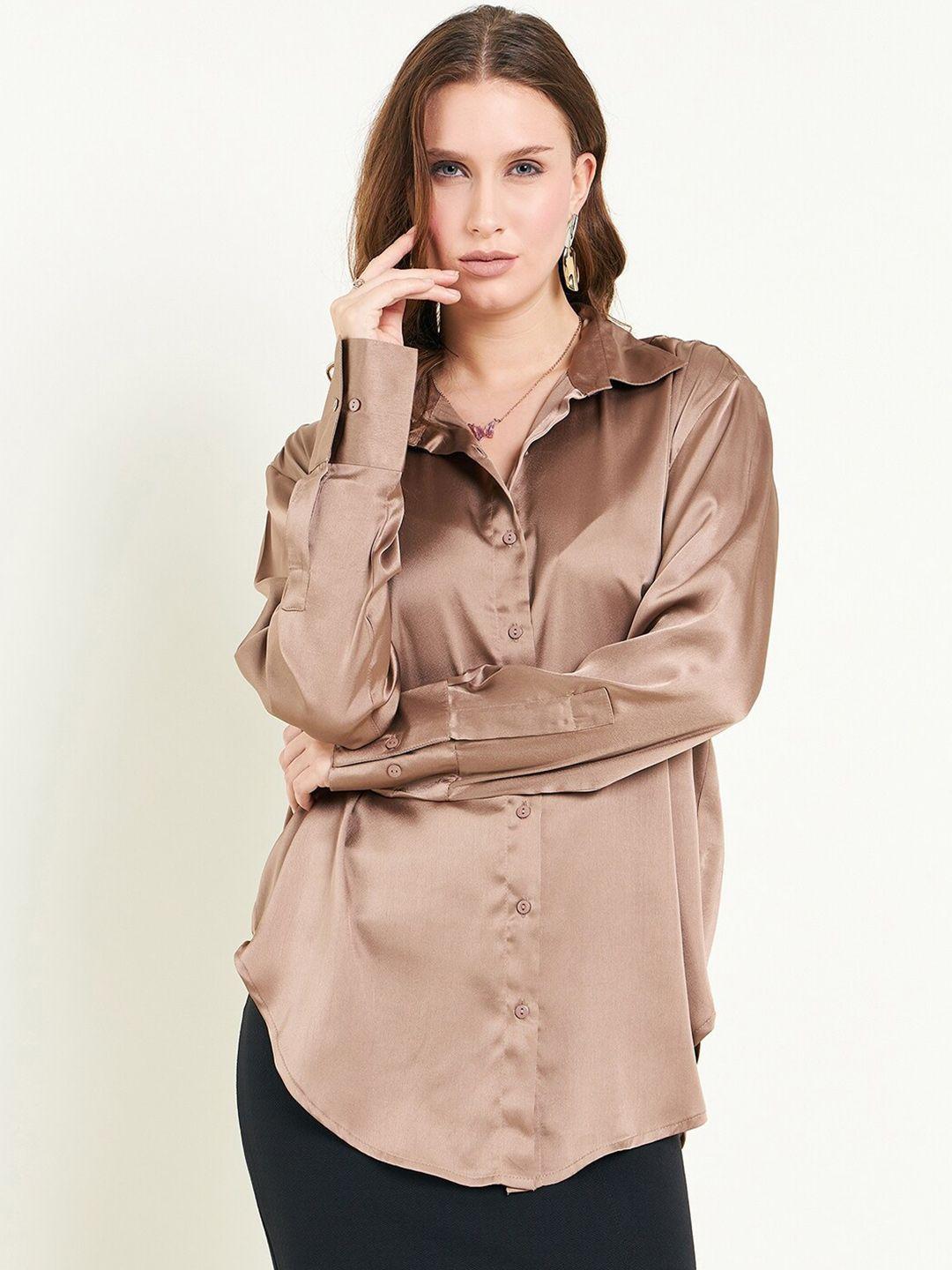 june & harry spread collar relaxed opaque satin shirt