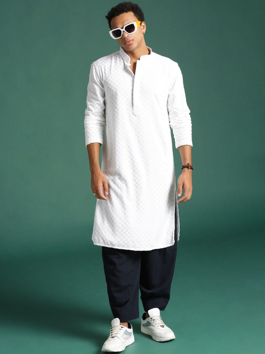 sangria floral embroidered chikankari cotton kurta