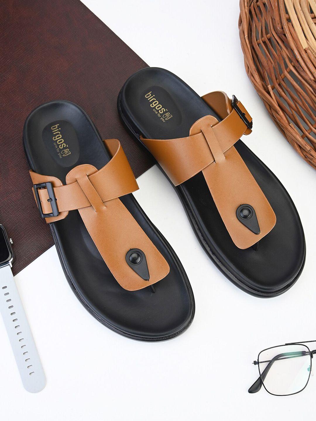 birgos men open toe comfort sandals with buckle detail