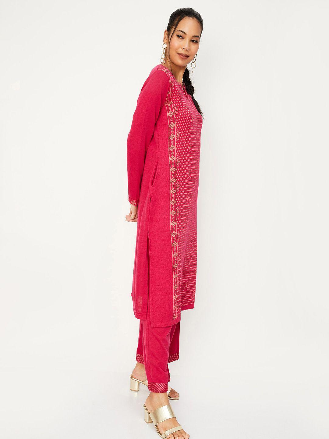 max ethnic motifs printed acrylic kurta with trousers