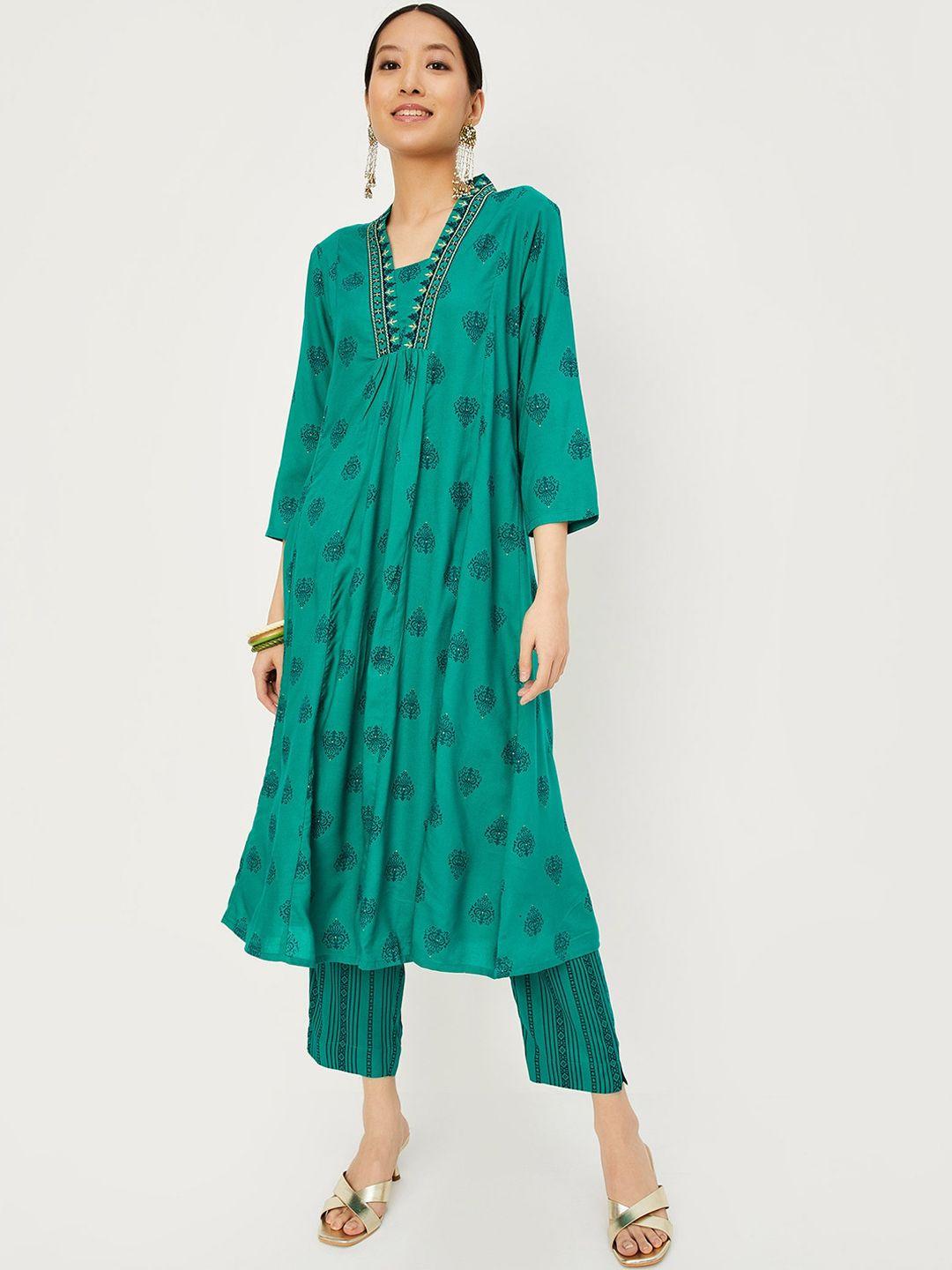 max ethnic motifs printed a-line kurta with trousers