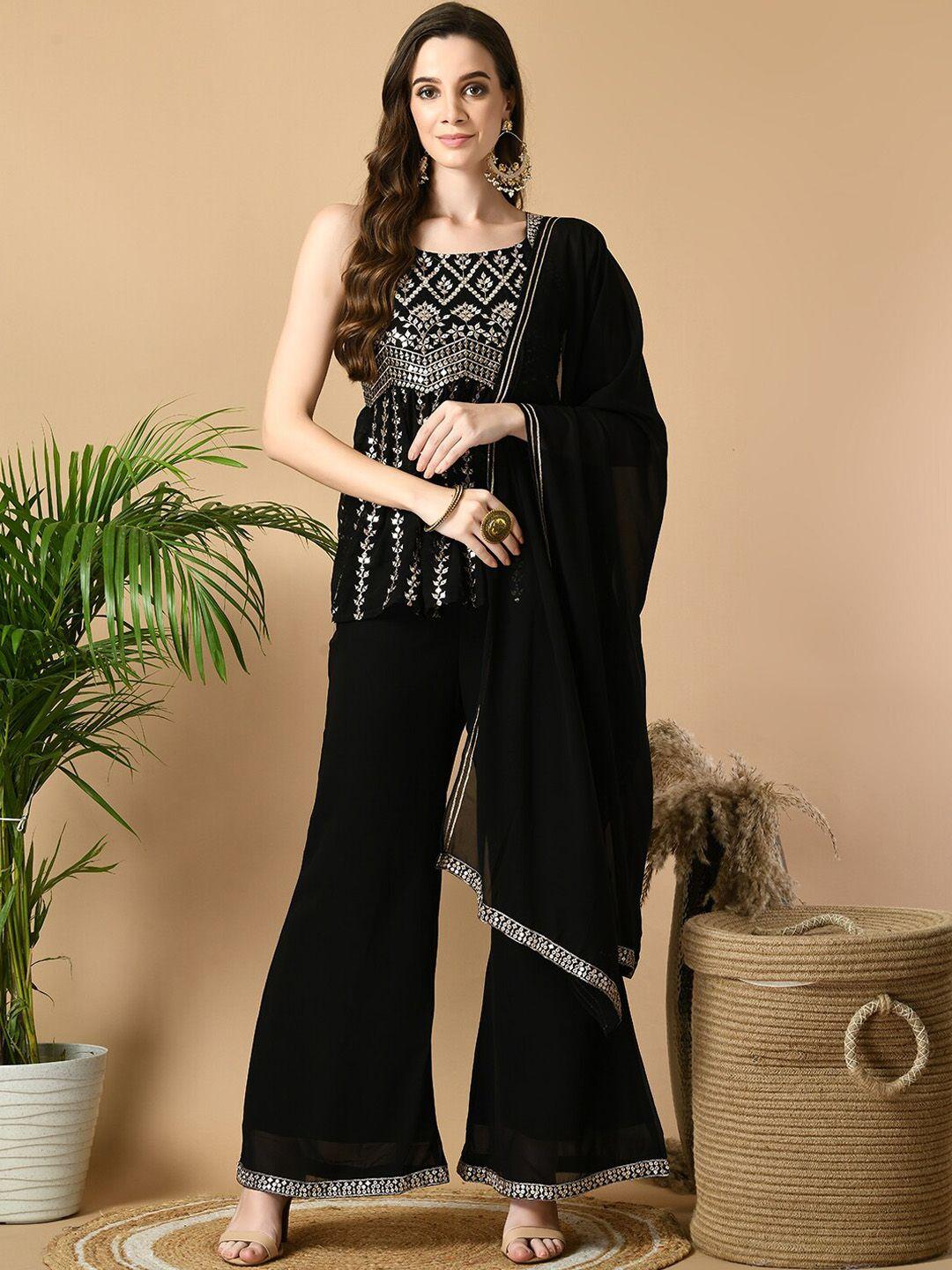 sangria ethnic motifs embroidered kurti with pyjamas & dupatta