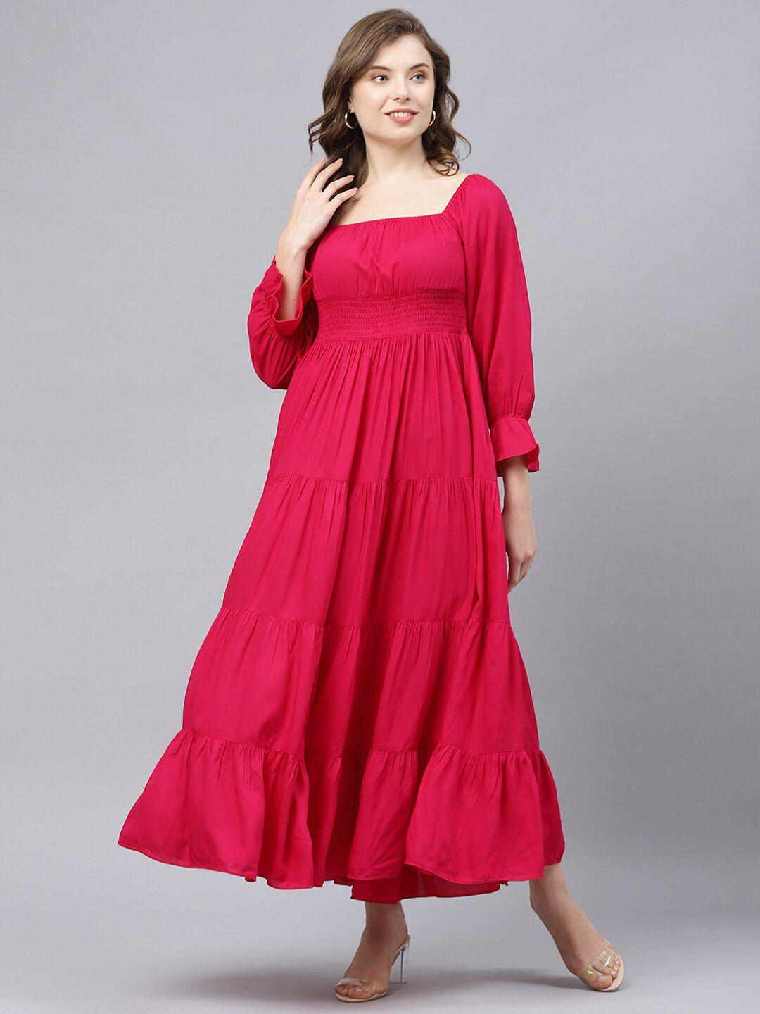 deebaco bell sleeve tiered fit & flare maxi dress