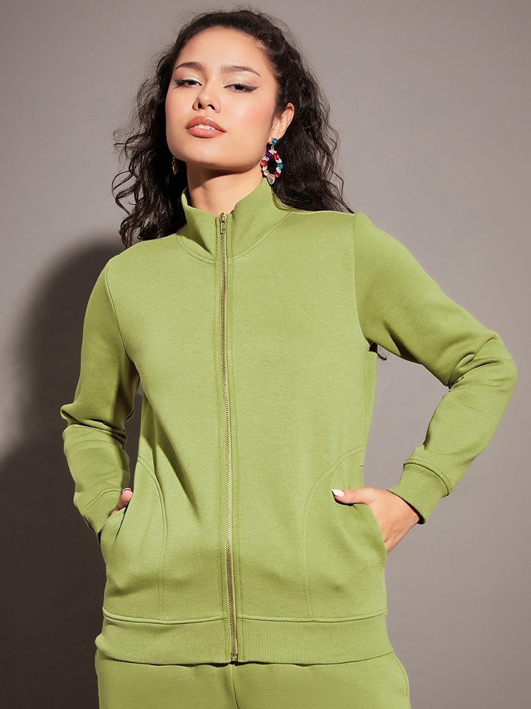 sassafras olive green mock collar bomber jacket