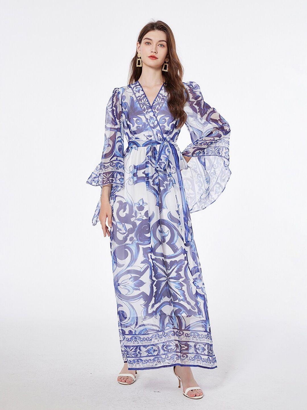 jc collection ethnic motifs printed flared sleeve maxi dress