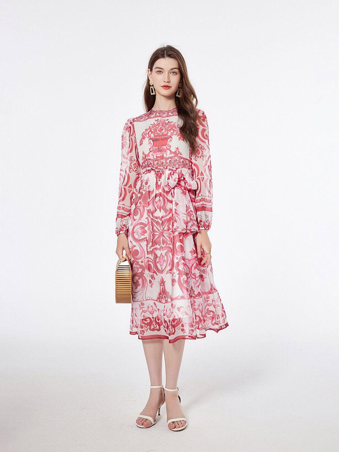 jc collection floral printed fit & flare midi dress