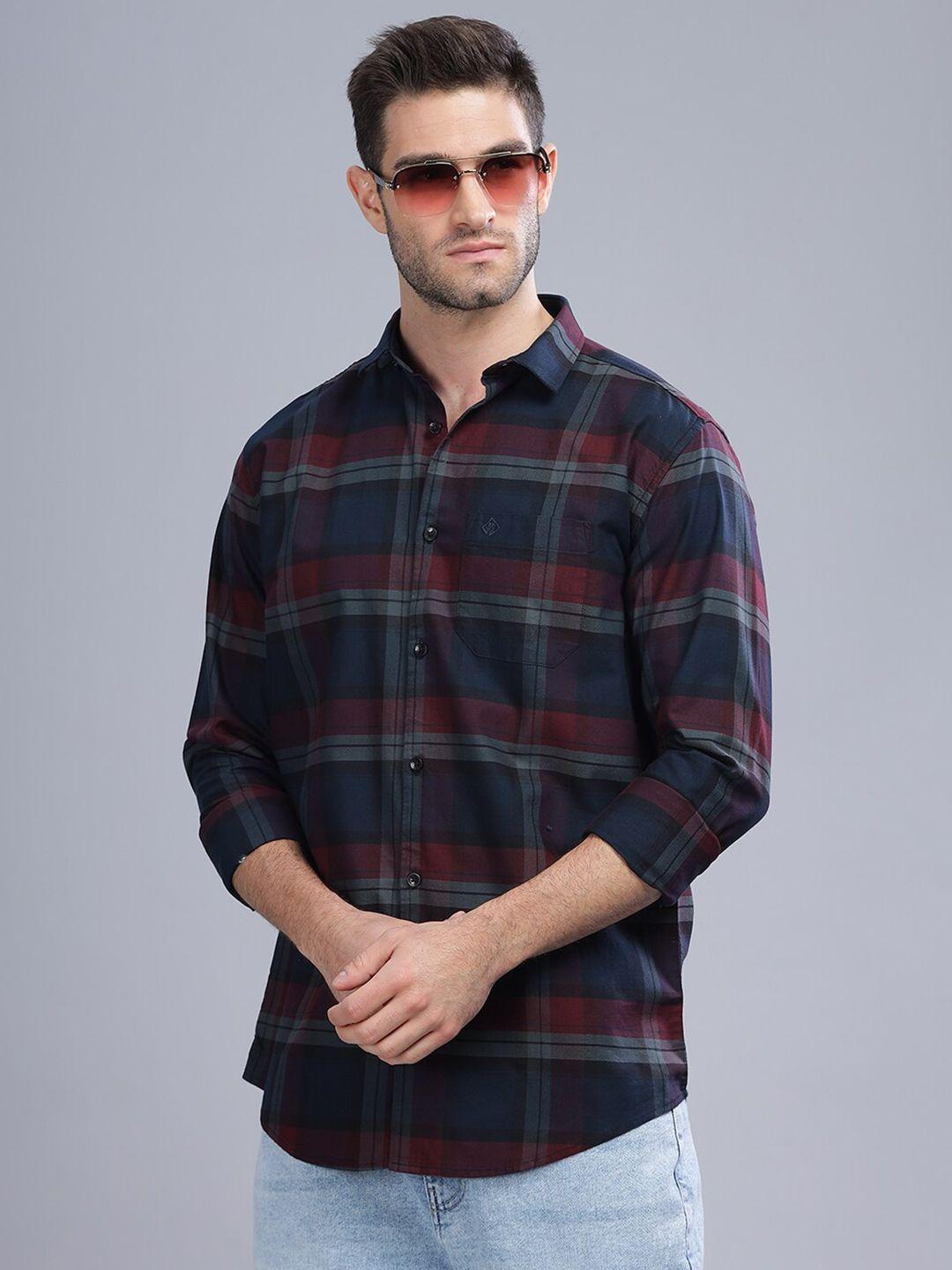 paul street standard slim fit tartan checked cotton casual shirt