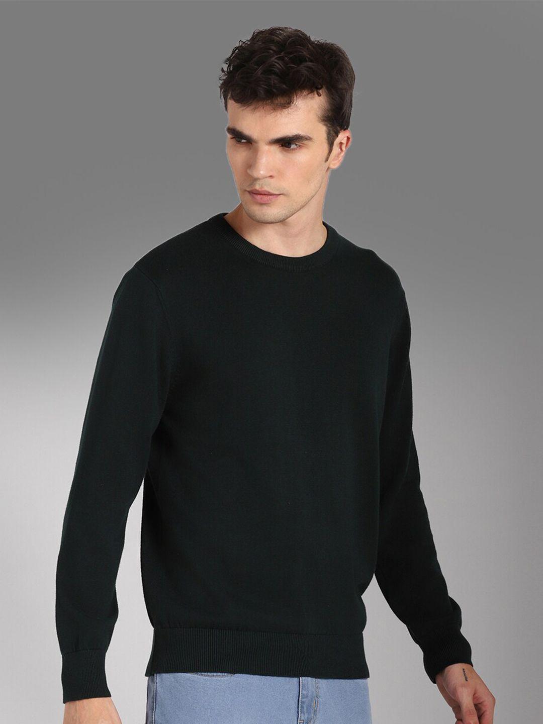 high star round neck long sleeves cotton pullover sweater