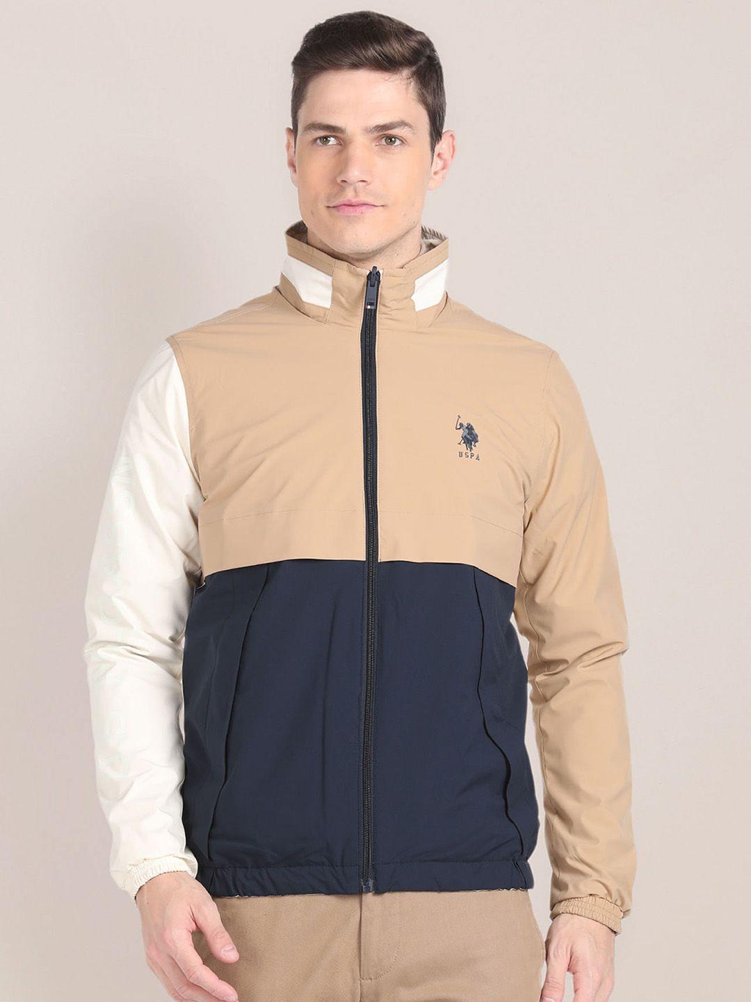 u.s. polo assn. colourblocked mock collar bomber jacket