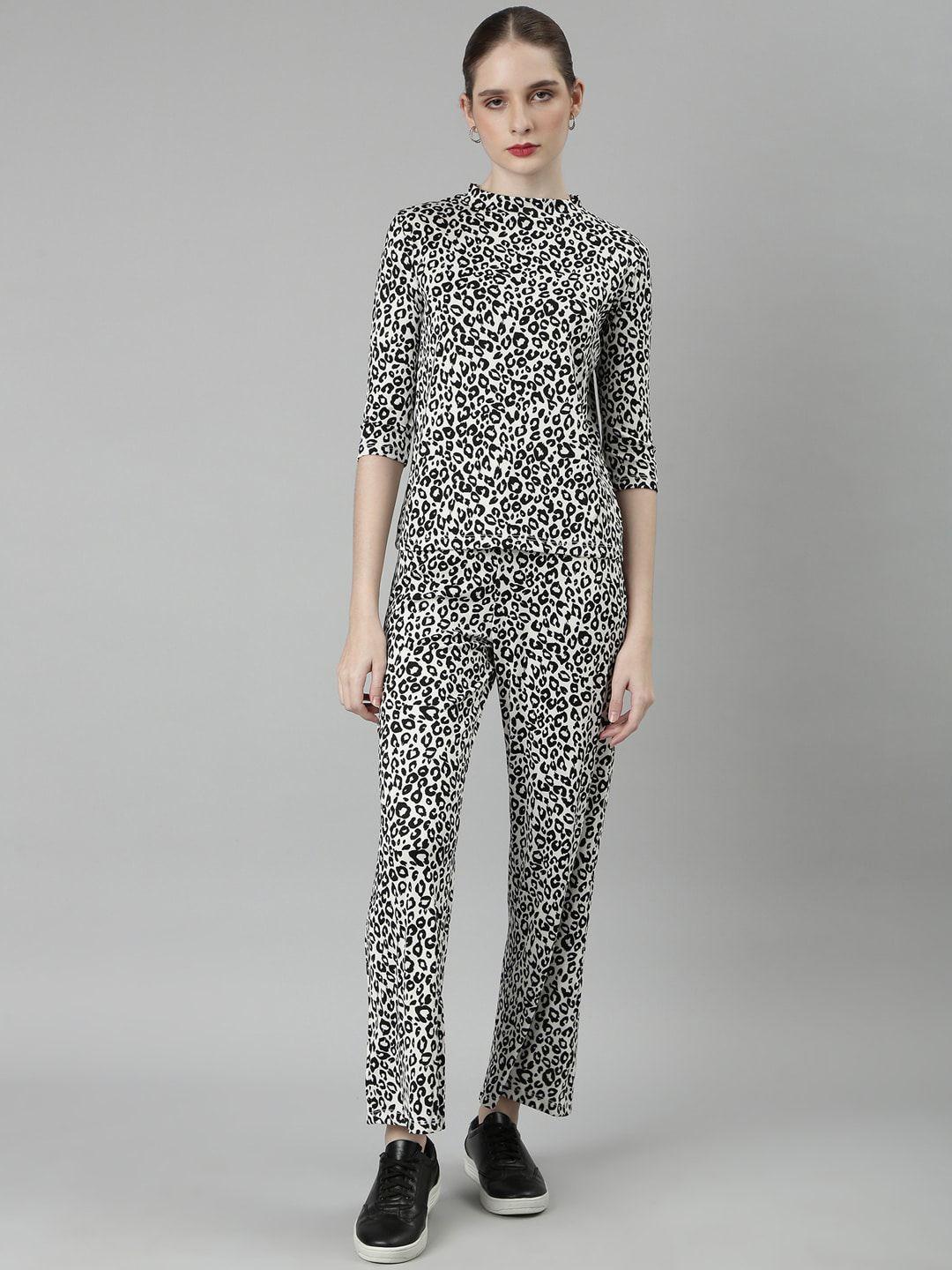 showoff abstract printed top with trousers