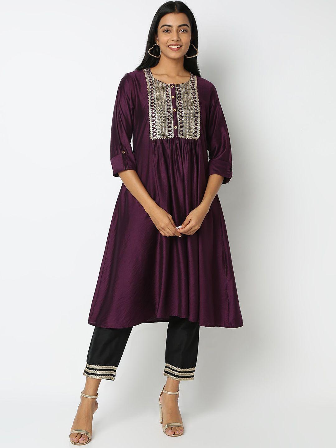 ethnicity geometric embroidered sequins a-line kurta