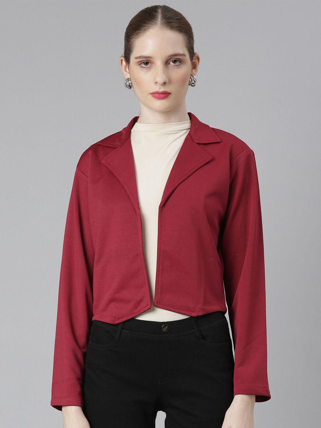 showoff notched lapel collar cotton open front shrug