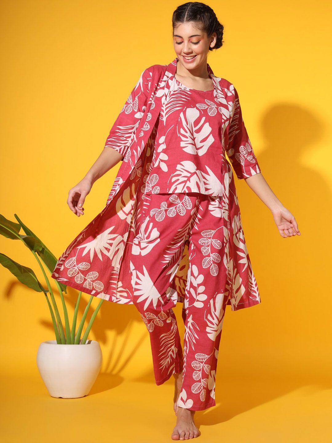 etc floral printed pure cotton night suit