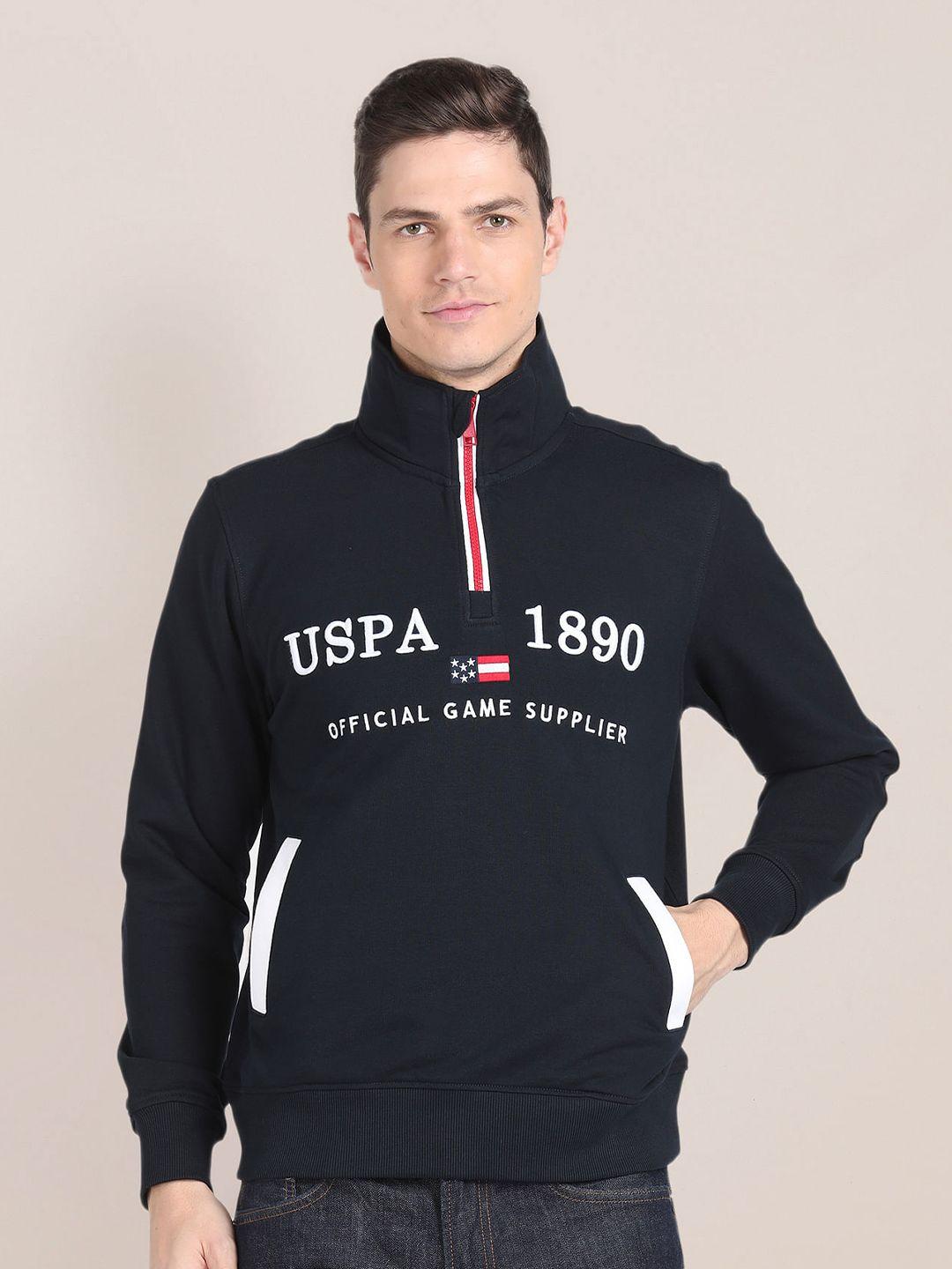 u.s. polo assn. typography embroidered high neck pullover