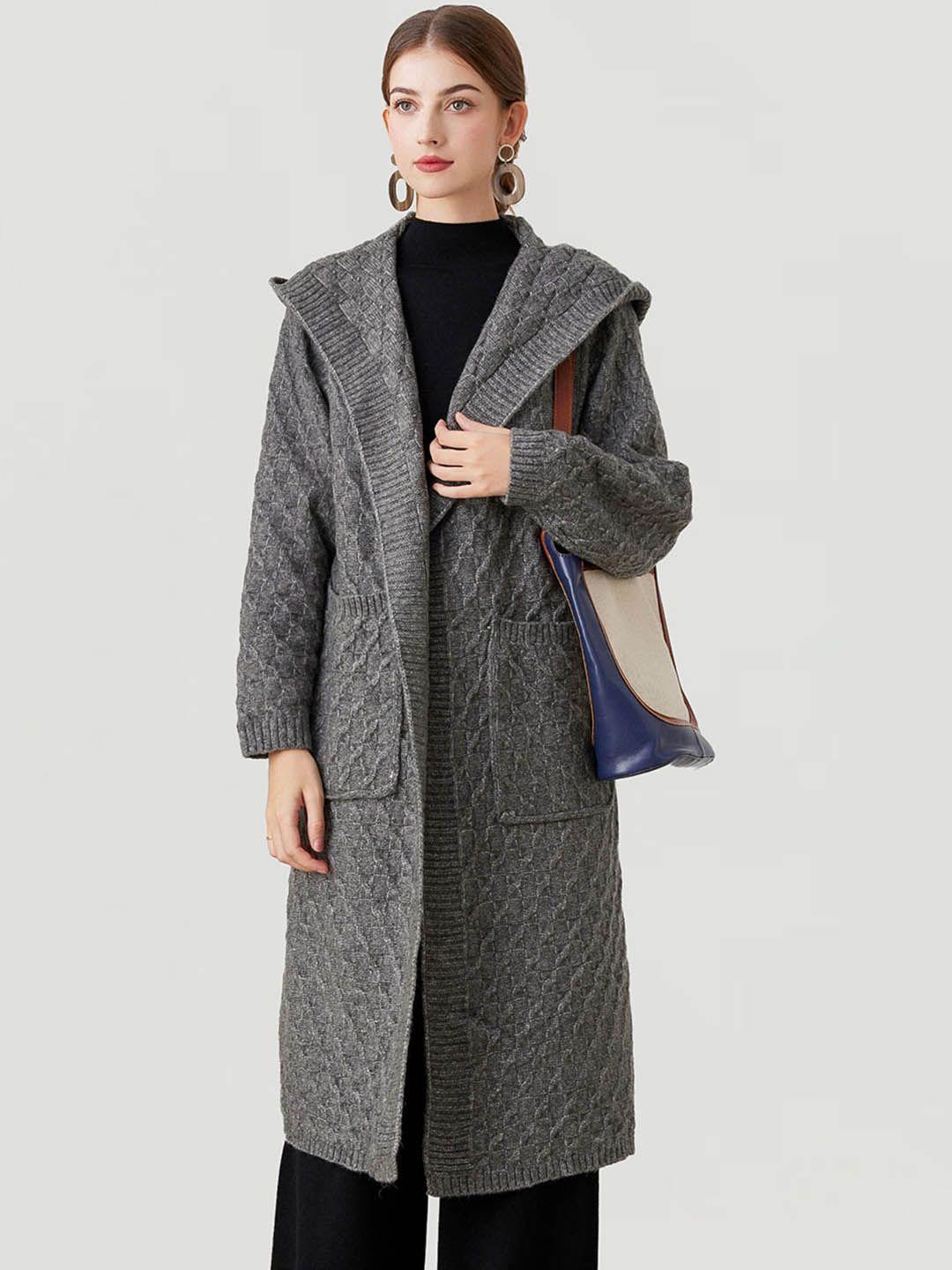 jc collection self design hooded longline overcoat