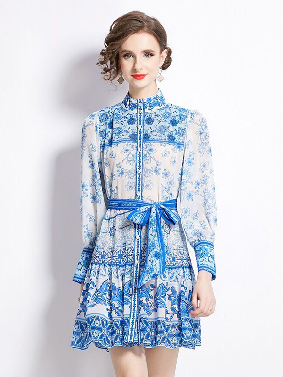 jc collection floral printed puff sleeves shirt dress