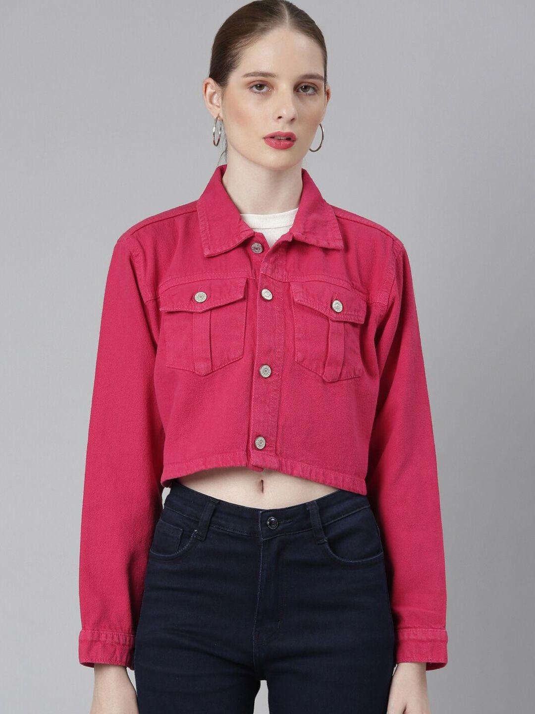 showoff spread collar windcheater crop denim jacket