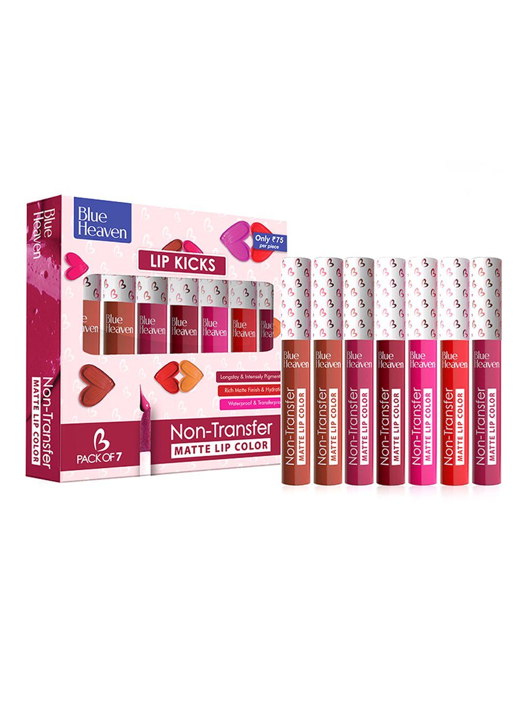 blue heaven set of 7 lip kicks non transfer lip color - 19.6 ml