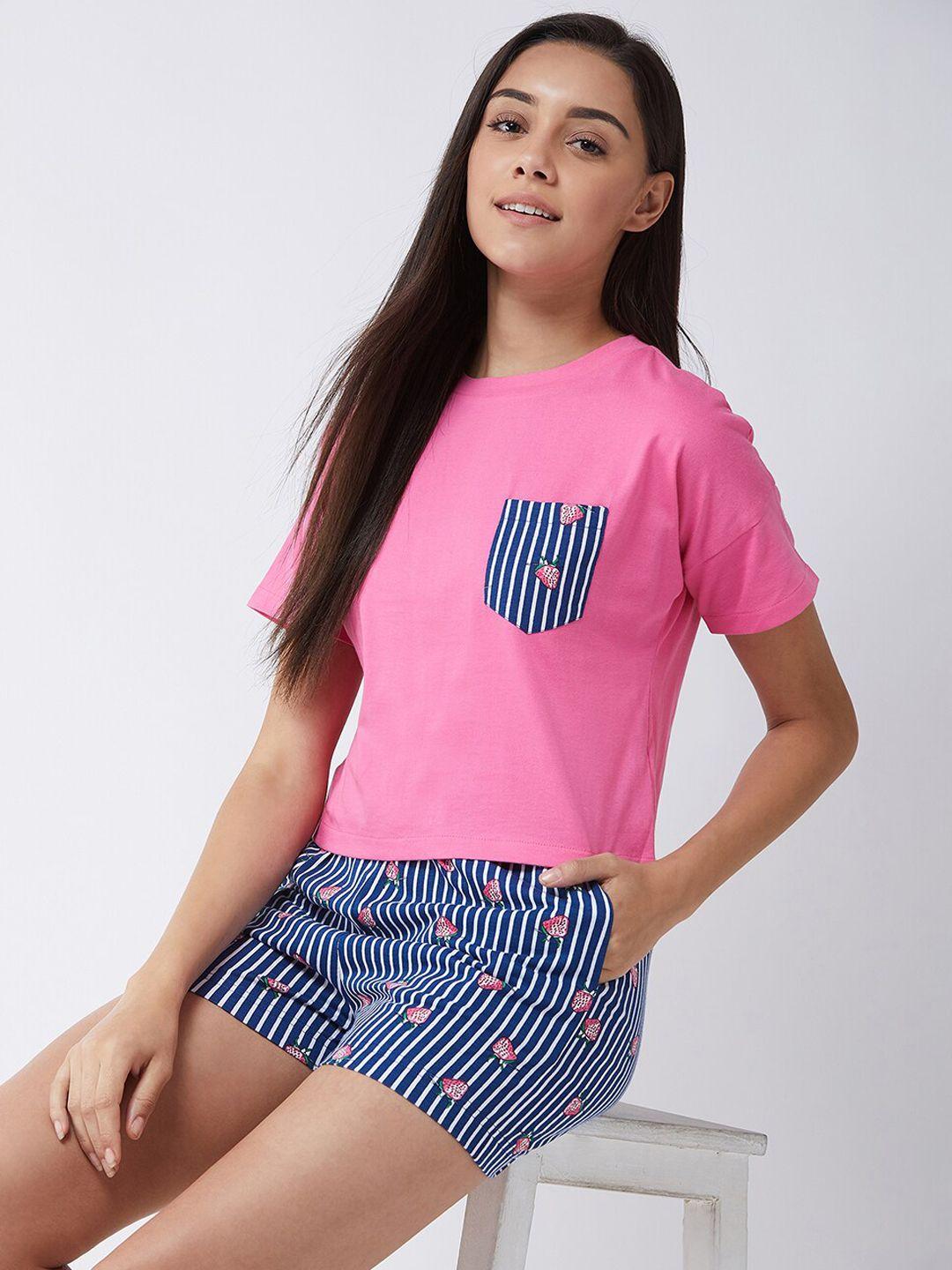 miss chase striped short sleeves pure cotton t-shirt & shorts