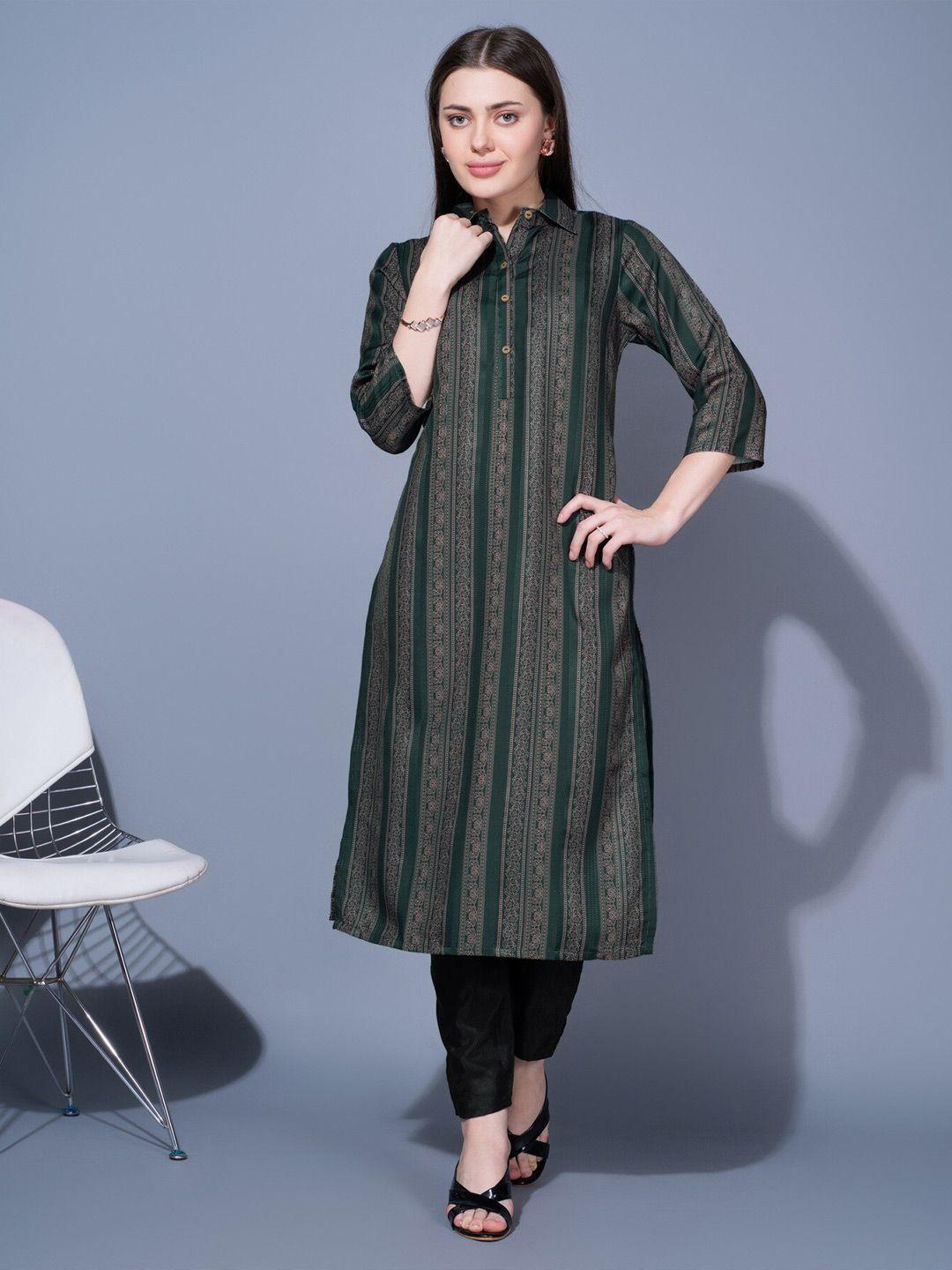 soan ethnic motifs printed shirt collar straight kurta